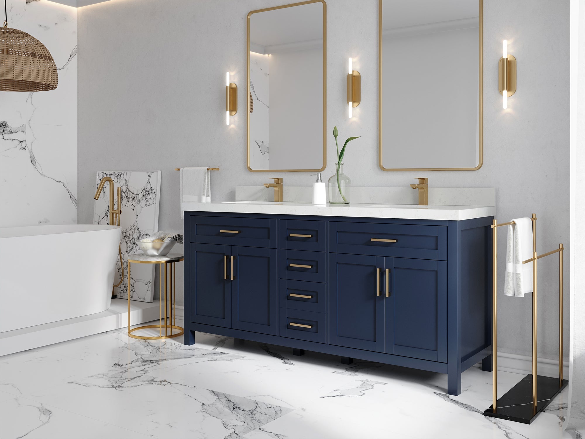 Cambridge 72 in. W x 22 in. D Double Sink Bathroom Vanity - Willow Bath and Vanity