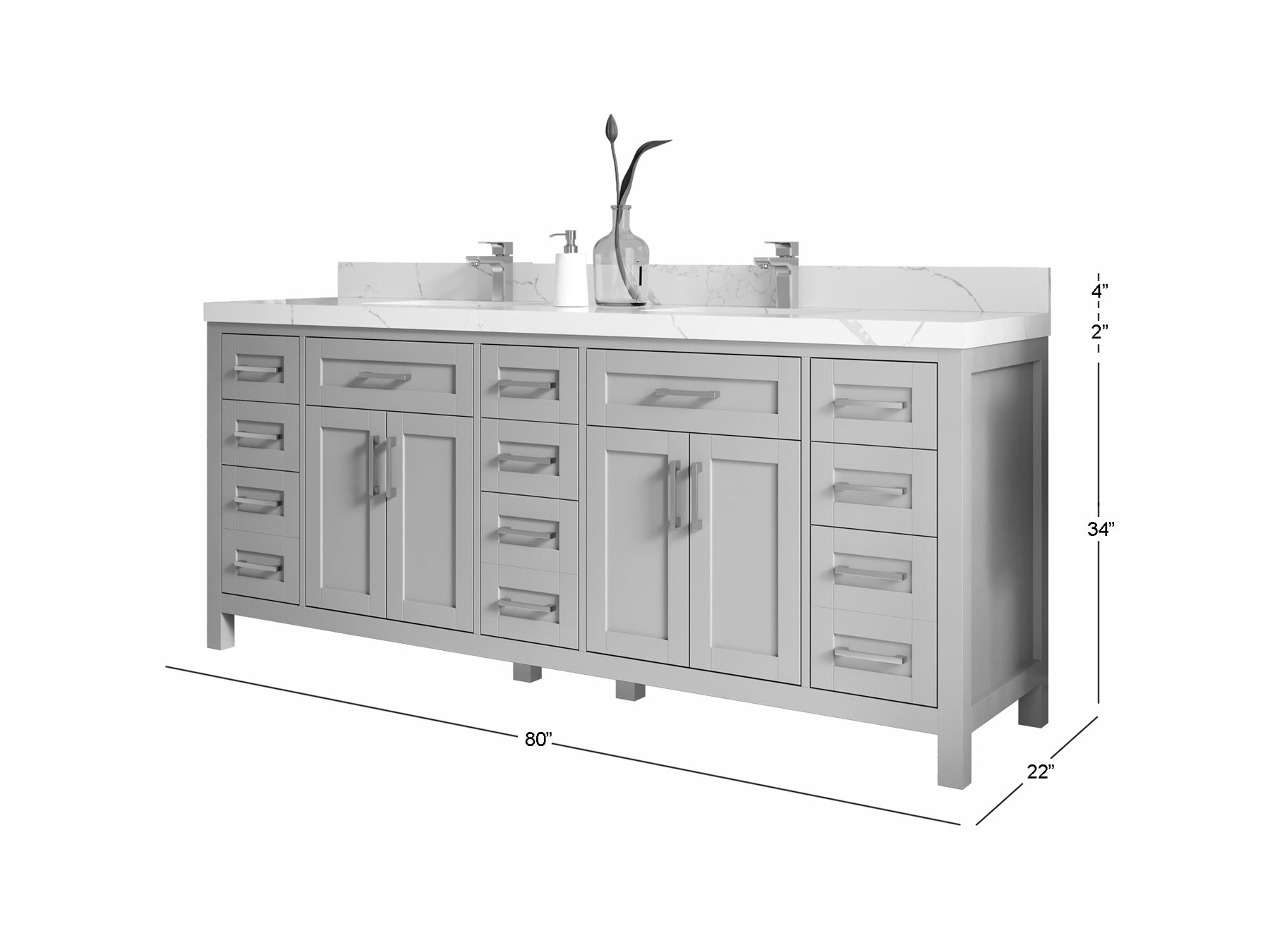 Cambridge 80 in. W x 22 in. D Double Sink Bathroom Vanity - Willow Bath and Vanity