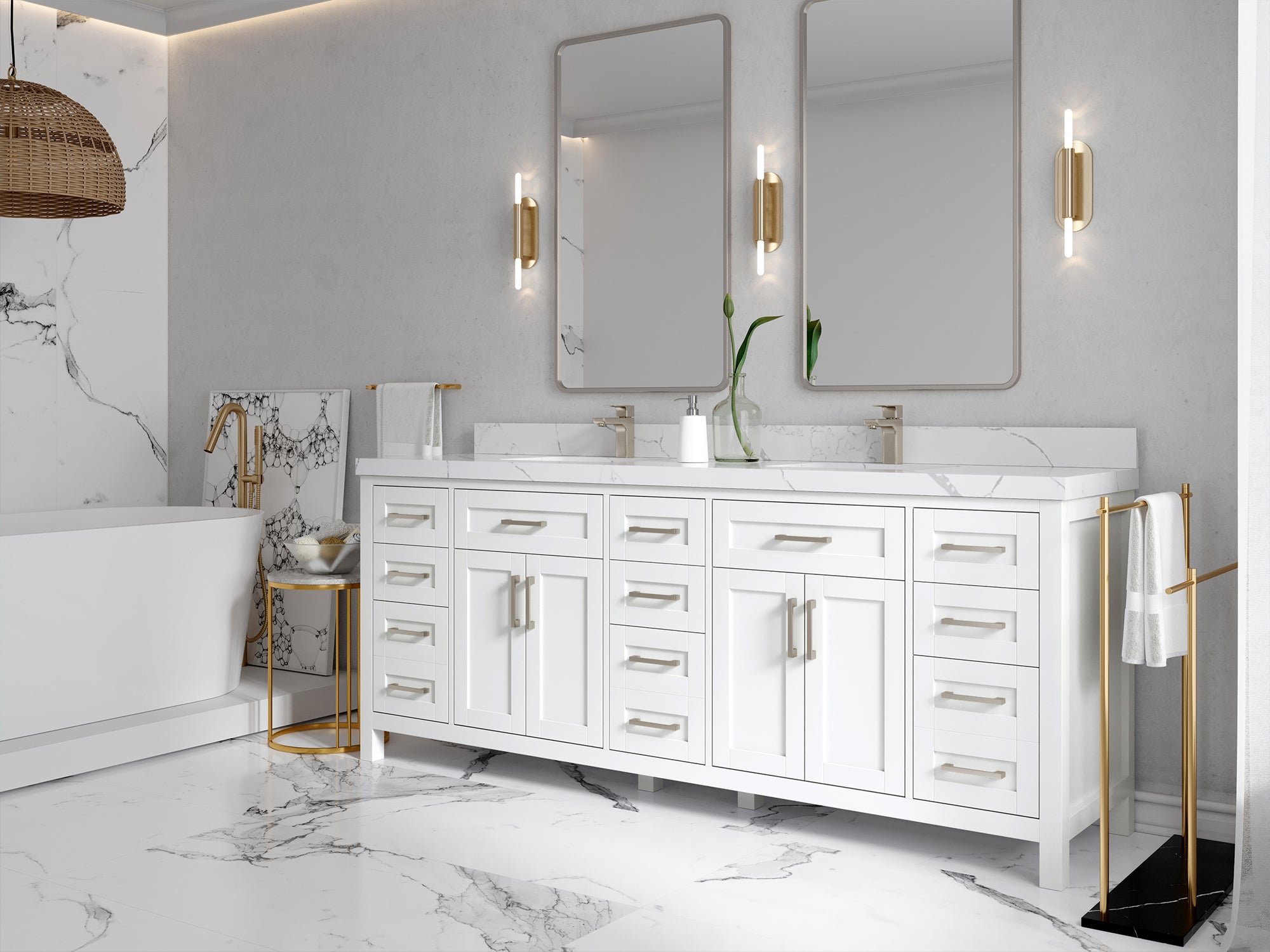 Cambridge 84 in. W x 22 in. D Double Sink Bathroom Vanity - Willow Bath and Vanity