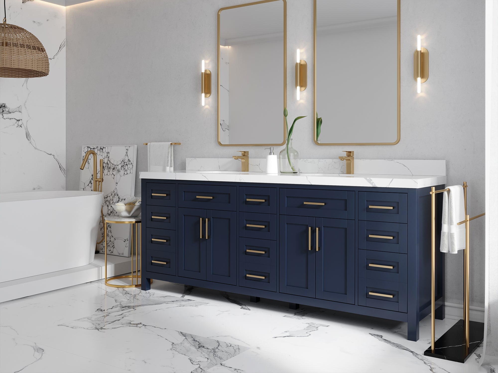 Cambridge 84 in. W x 22 in. D Double Sink Bathroom Vanity - Willow Bath and Vanity