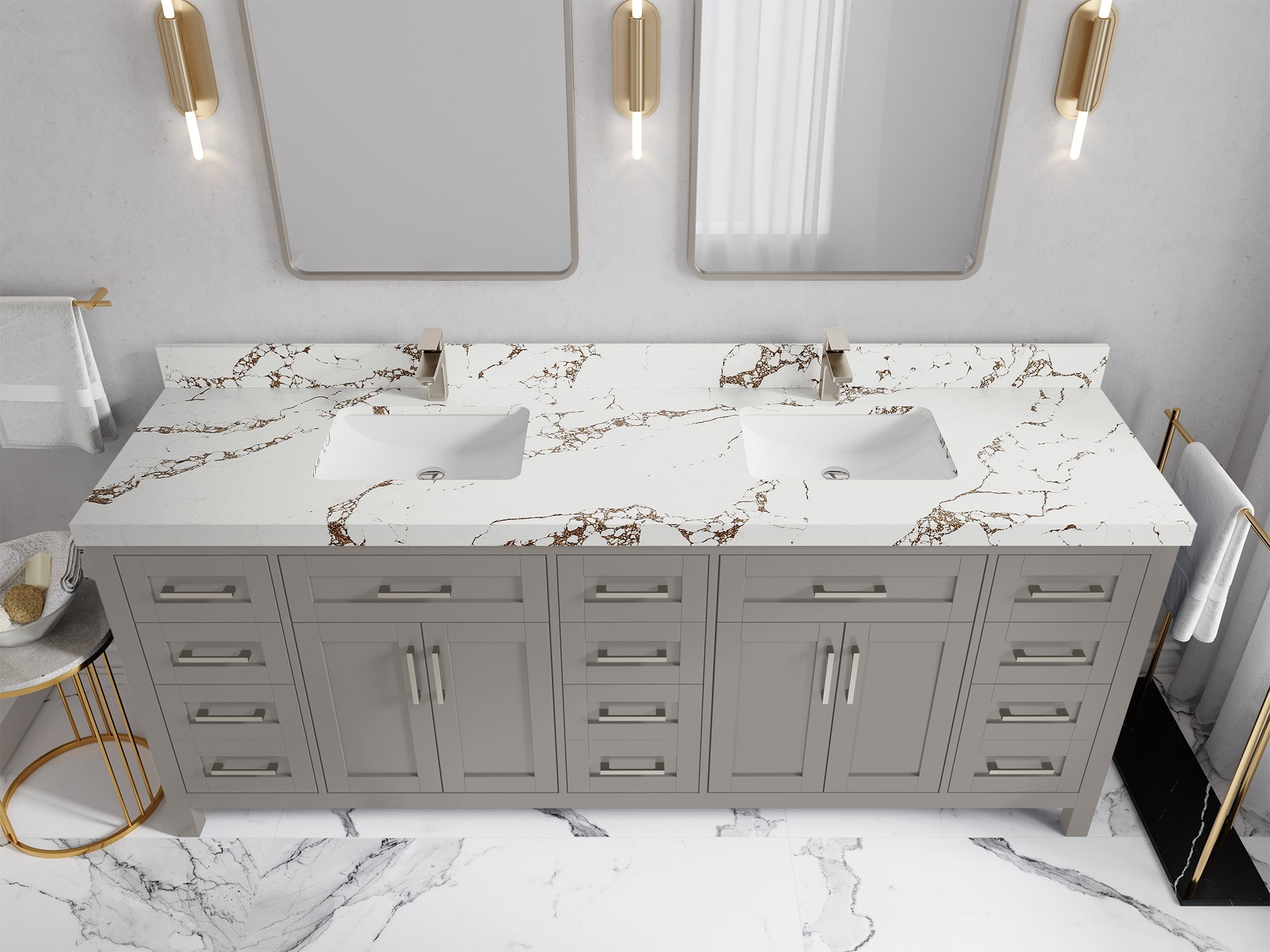 Cambridge 84 in. W x 22 in. D Double Sink Bathroom Vanity - Willow Bath and Vanity