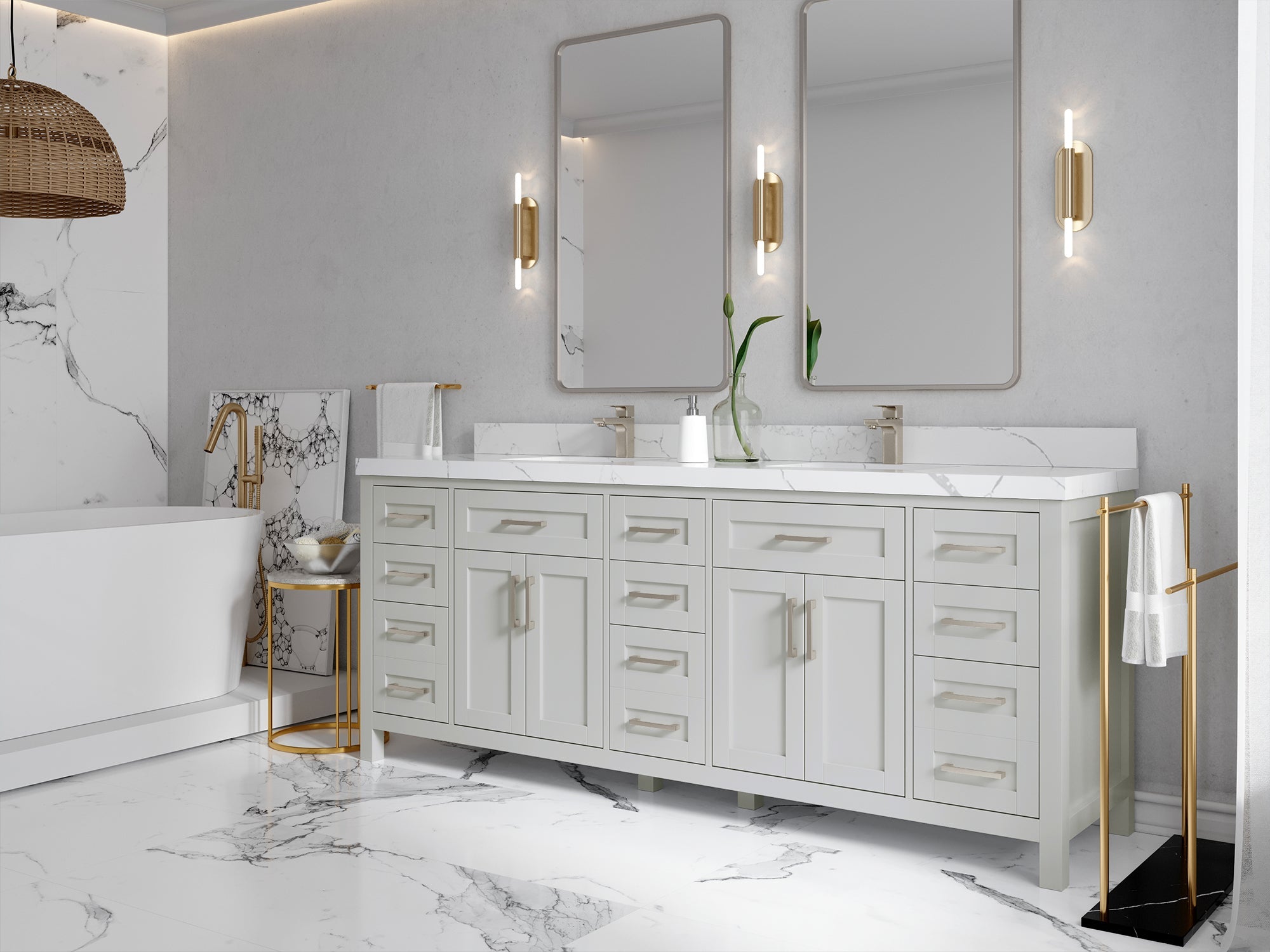 Cambridge 84 in. W x 22 in. D Double Sink Bathroom Vanity - Willow Bath and Vanity