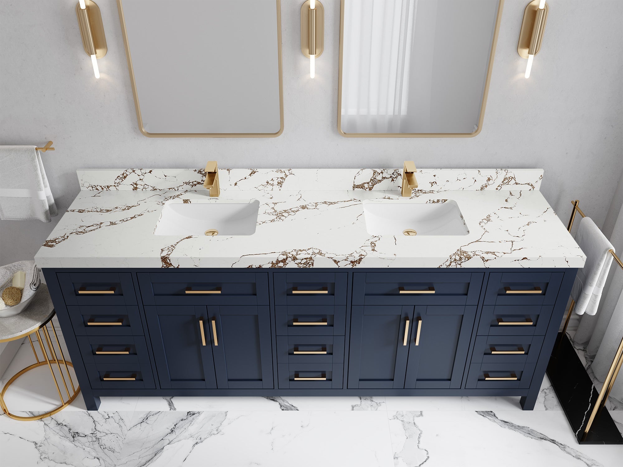 Cambridge 84 in. W x 22 in. D Double Sink Bathroom Vanity - Willow Bath and Vanity