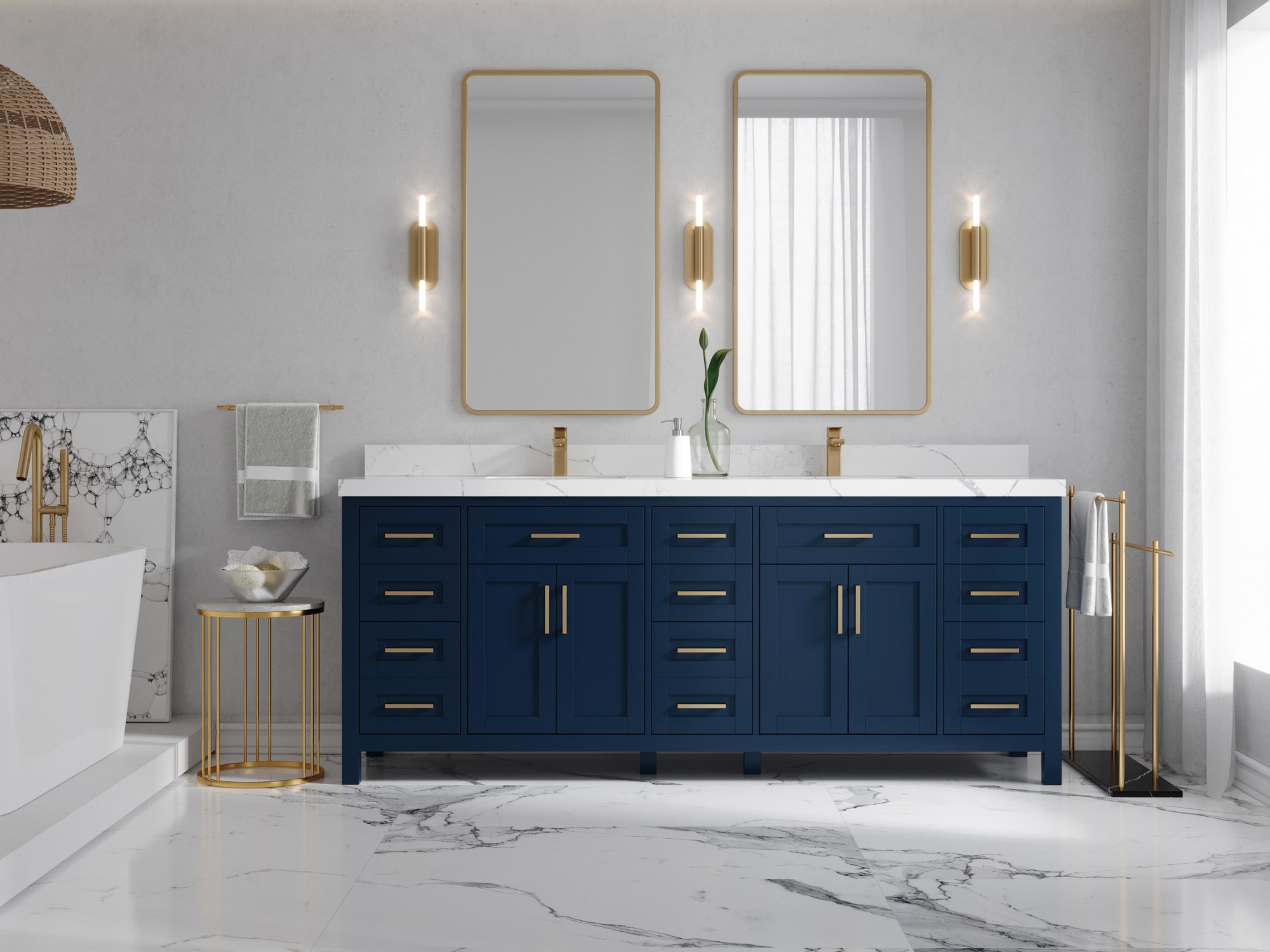 Cambridge 84 in. W x 22 in. D Double Sink Bathroom Vanity - Willow Bath and Vanity
