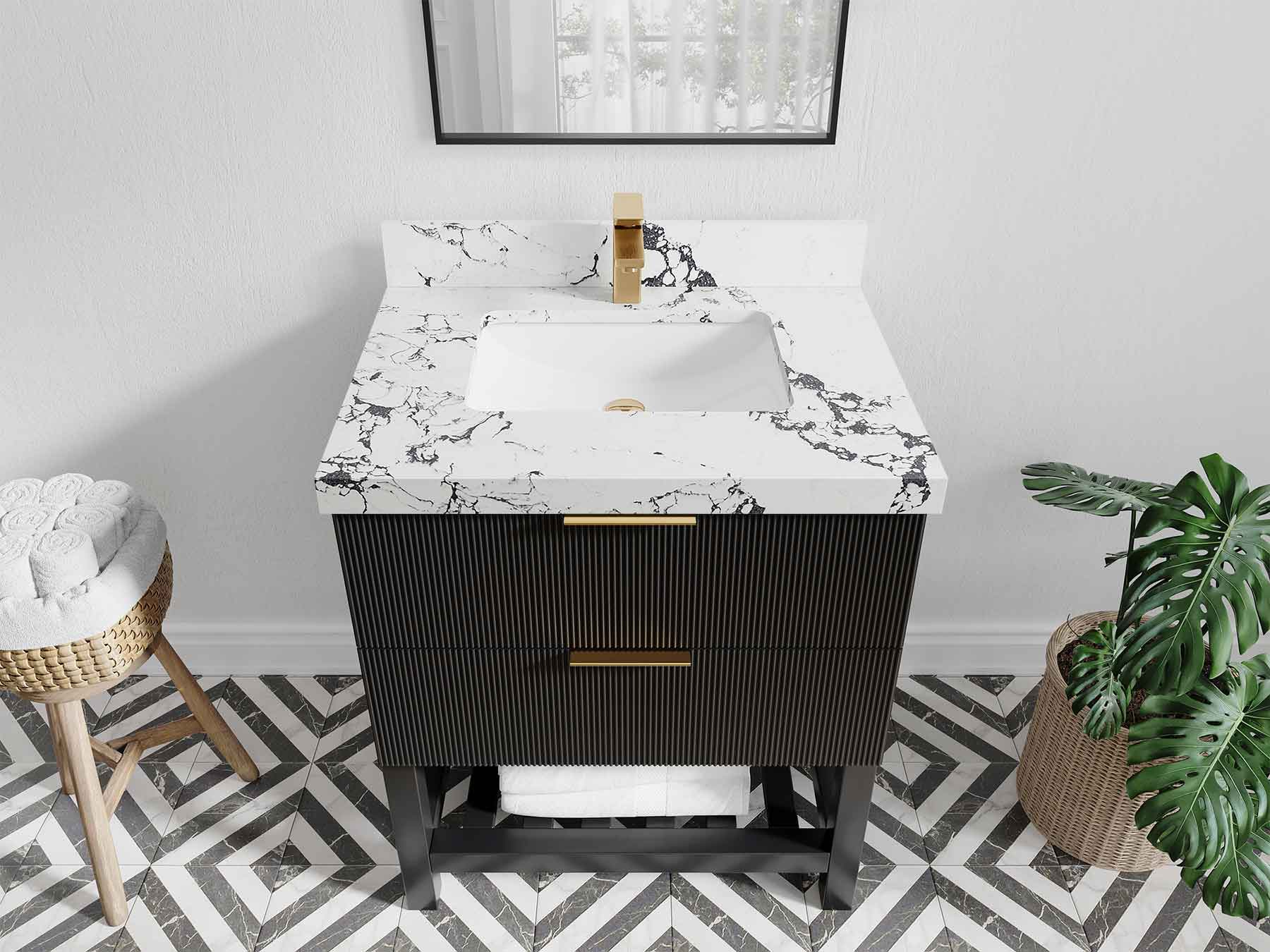 Catalina 30 in W x 22 in D Free Standing Reeded Single Sink Bathroom Vanity - Willow Bath and Vanity