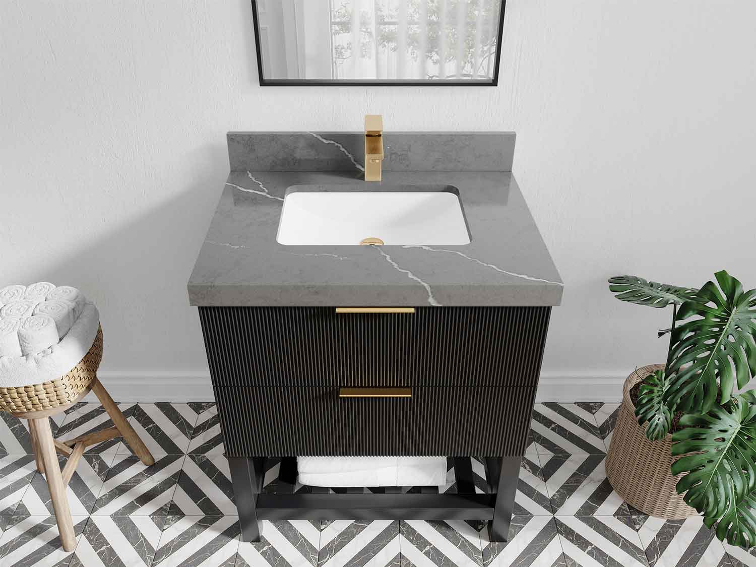 Catalina 30 in W x 22 in D Free Standing Reeded Single Sink Bathroom Vanity - Willow Bath and Vanity