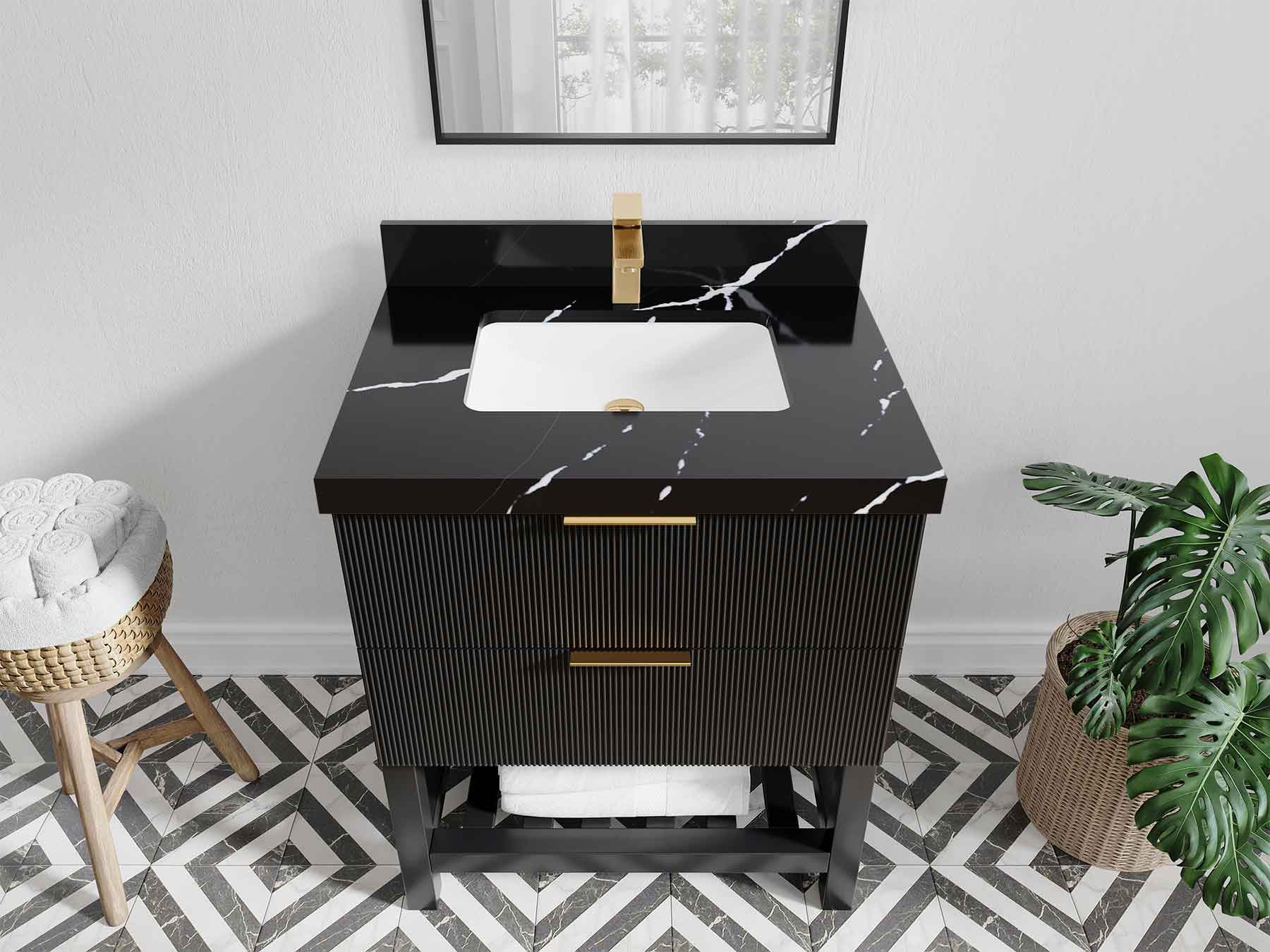 Catalina 30 in W x 22 in D Free Standing Reeded Single Sink Bathroom Vanity - Willow Bath and Vanity