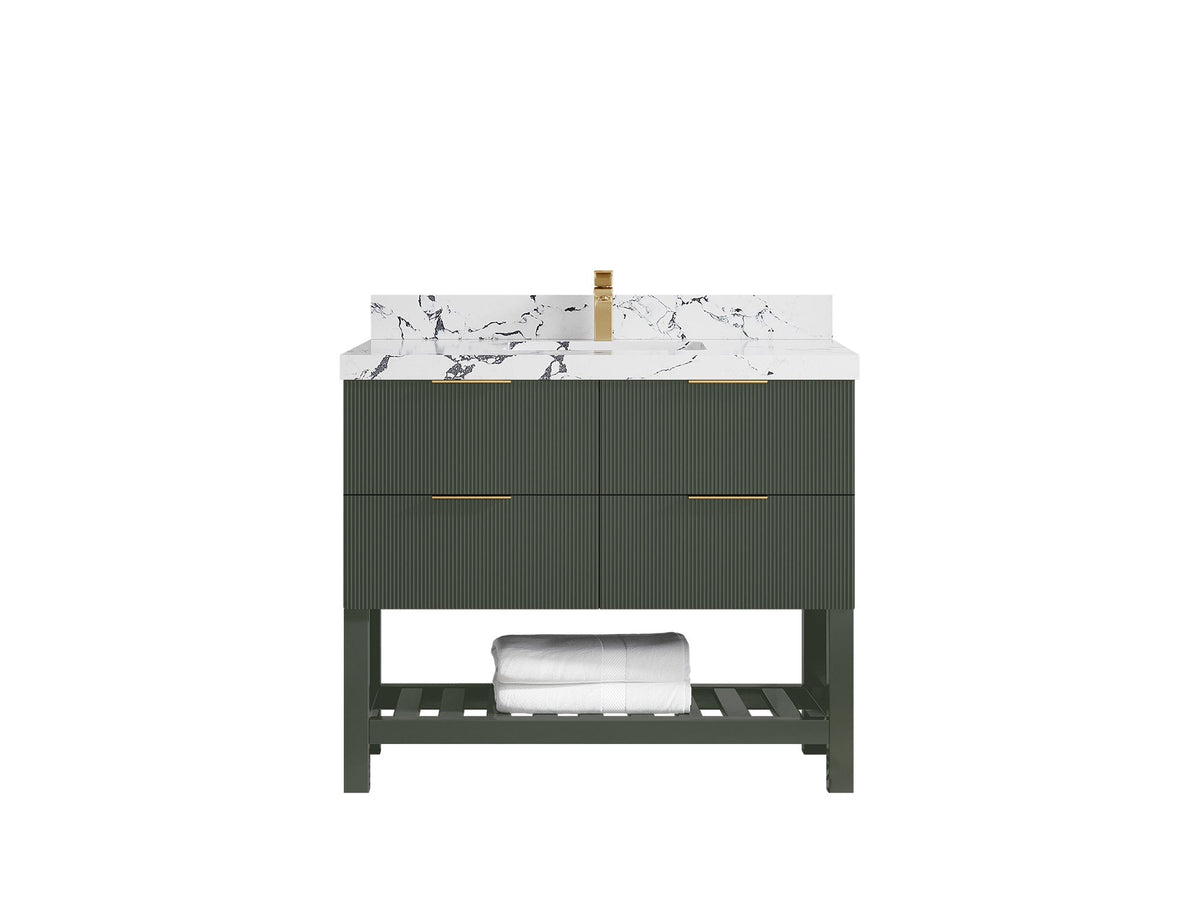 Catalina 42 in W x 22 in D Free Standing Reeded Single Sink Bathroom Vanity - Willow Bath and Vanity