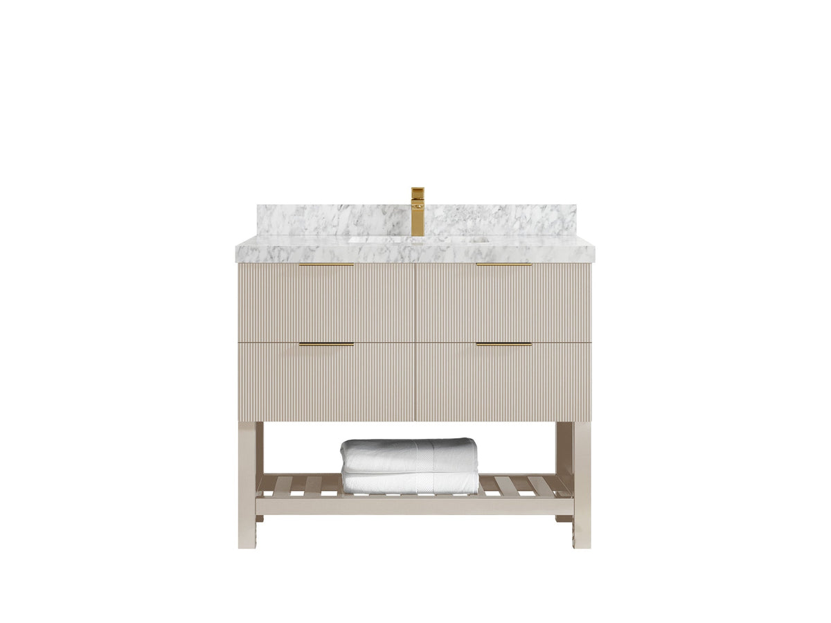 Catalina 42 in W x 22 in D Free Standing Reeded Single Sink Bathroom Vanity - Willow Bath and Vanity