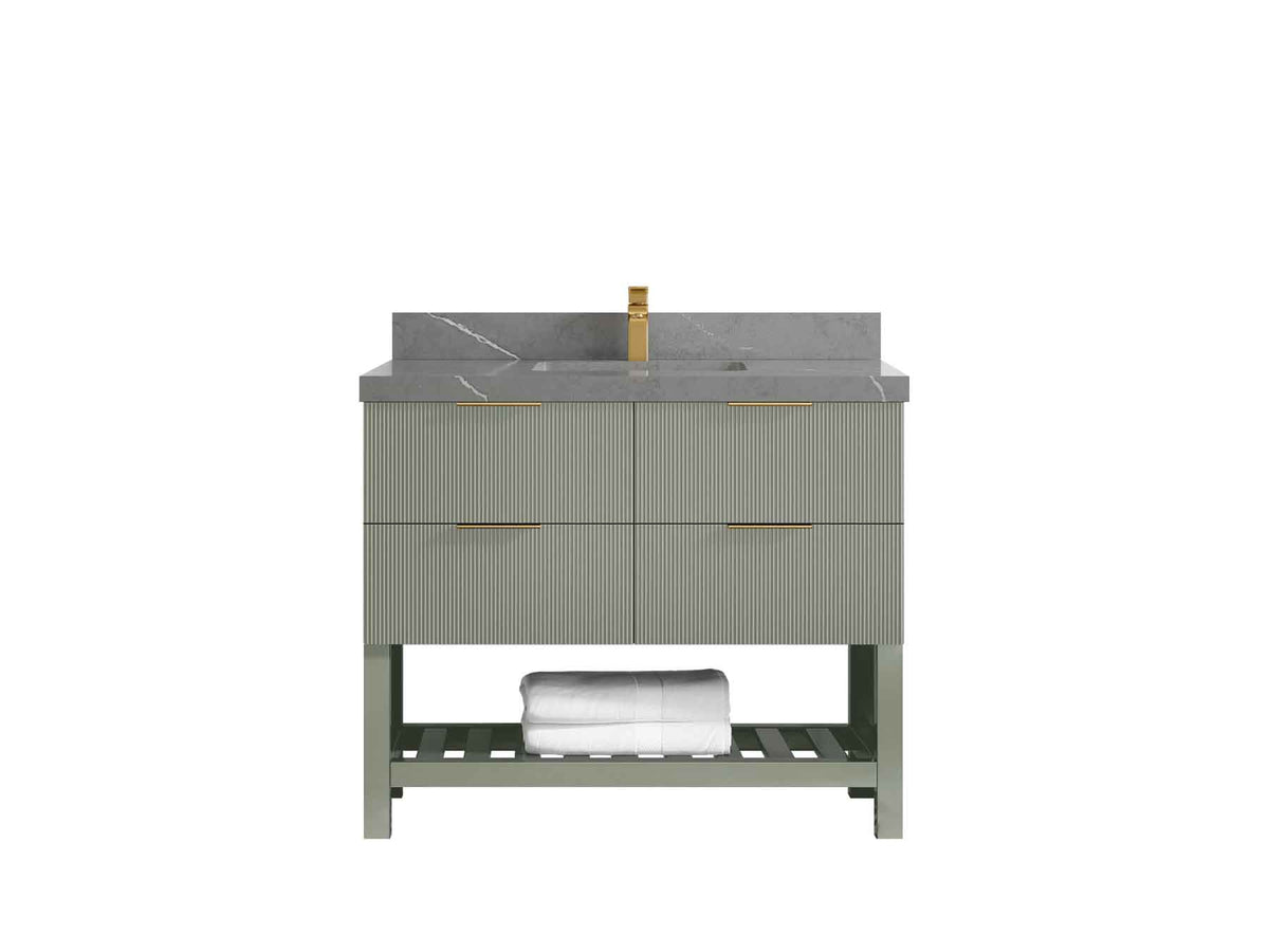 Catalina 42 in W x 22 in D Free Standing Reeded Single Sink Bathroom Vanity - Willow Bath and Vanity