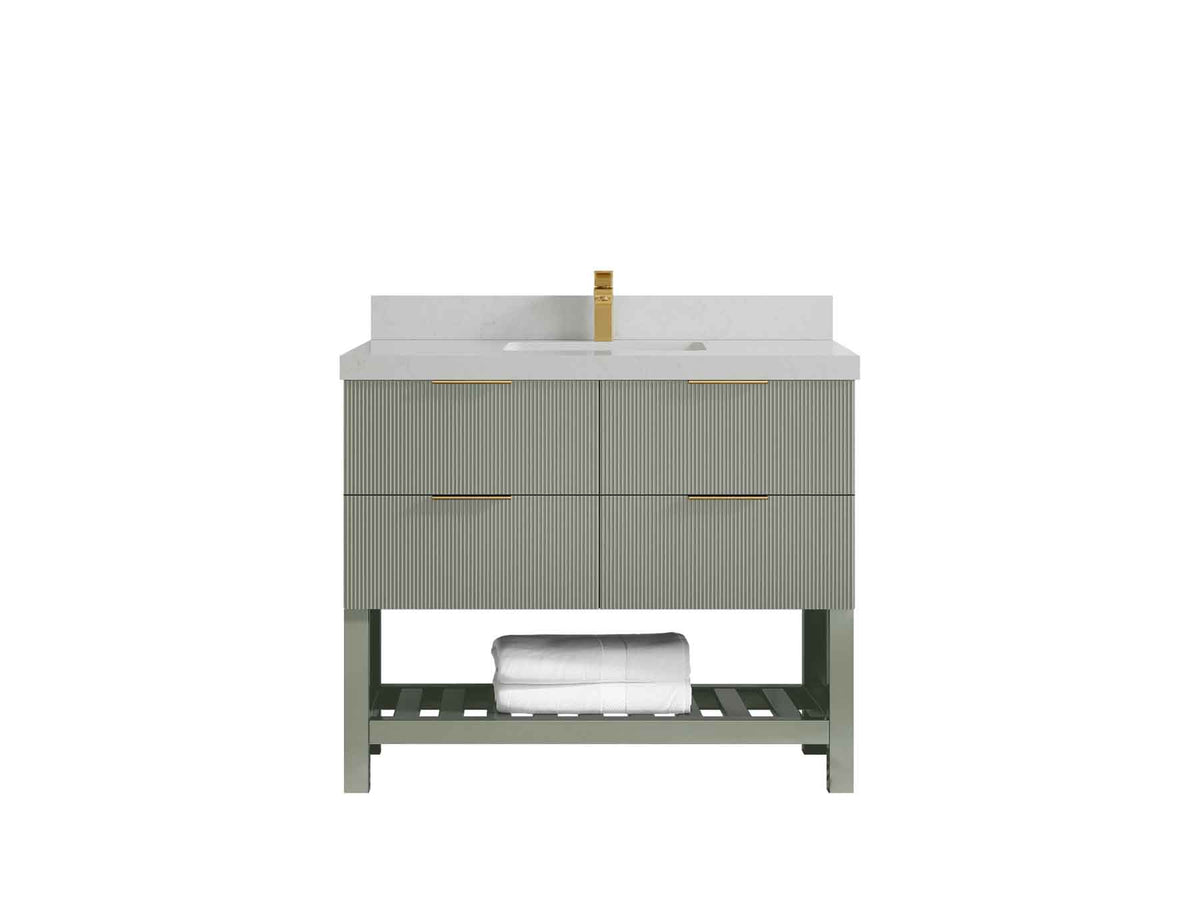 Catalina 42 in W x 22 in D Free Standing Reeded Single Sink Bathroom Vanity - Willow Bath and Vanity
