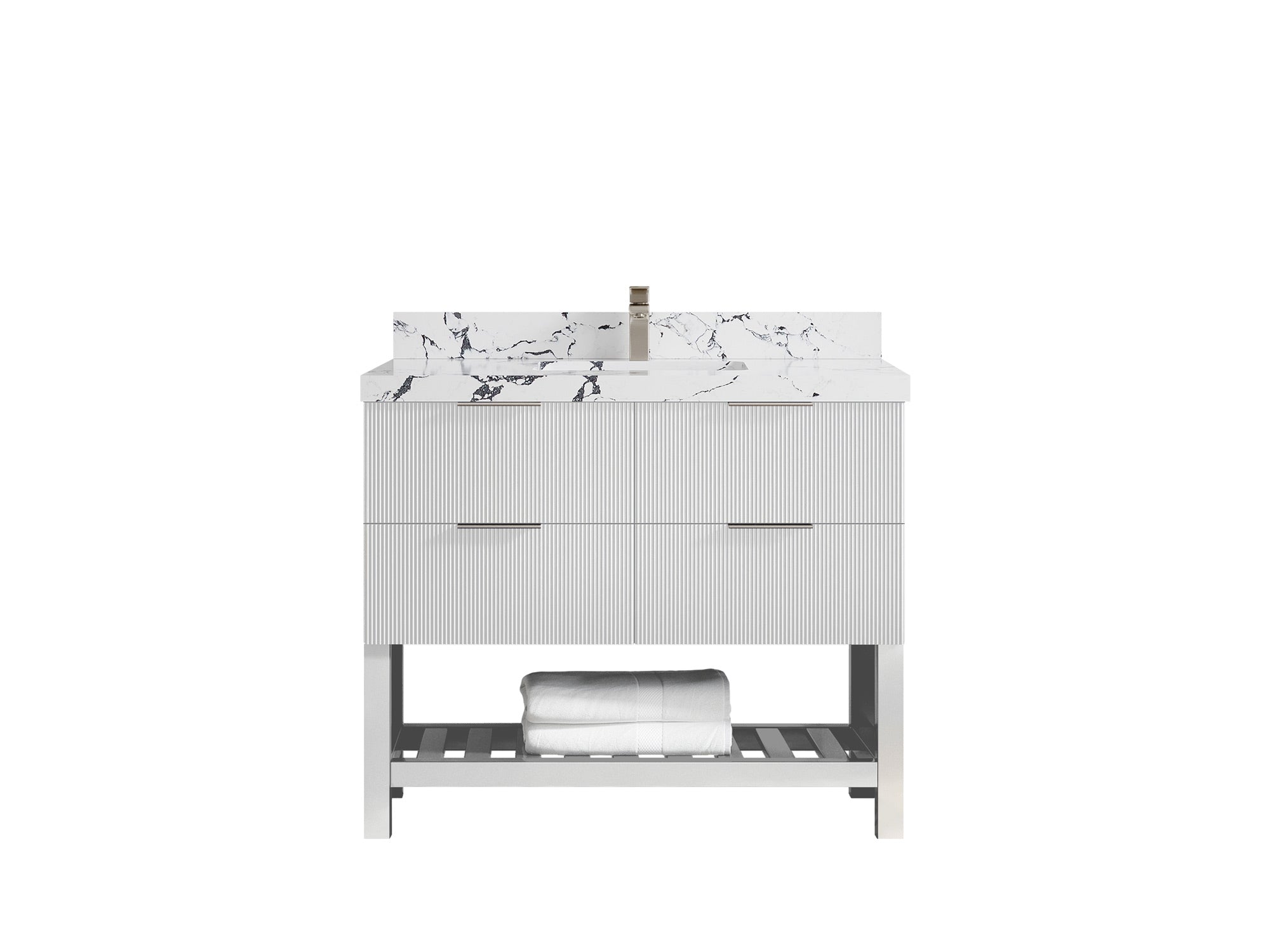 Catalina 42 in W x 22 in D Free Standing Reeded Single Sink Bathroom Vanity - Willow Bath and Vanity