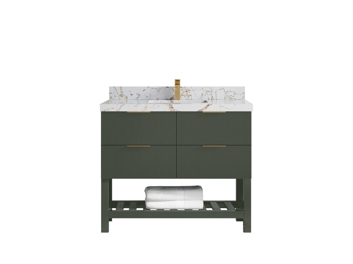 Catalina 42 in W x 22 in D Free Standing Reeded Single Sink Bathroom Vanity - Willow Bath and Vanity