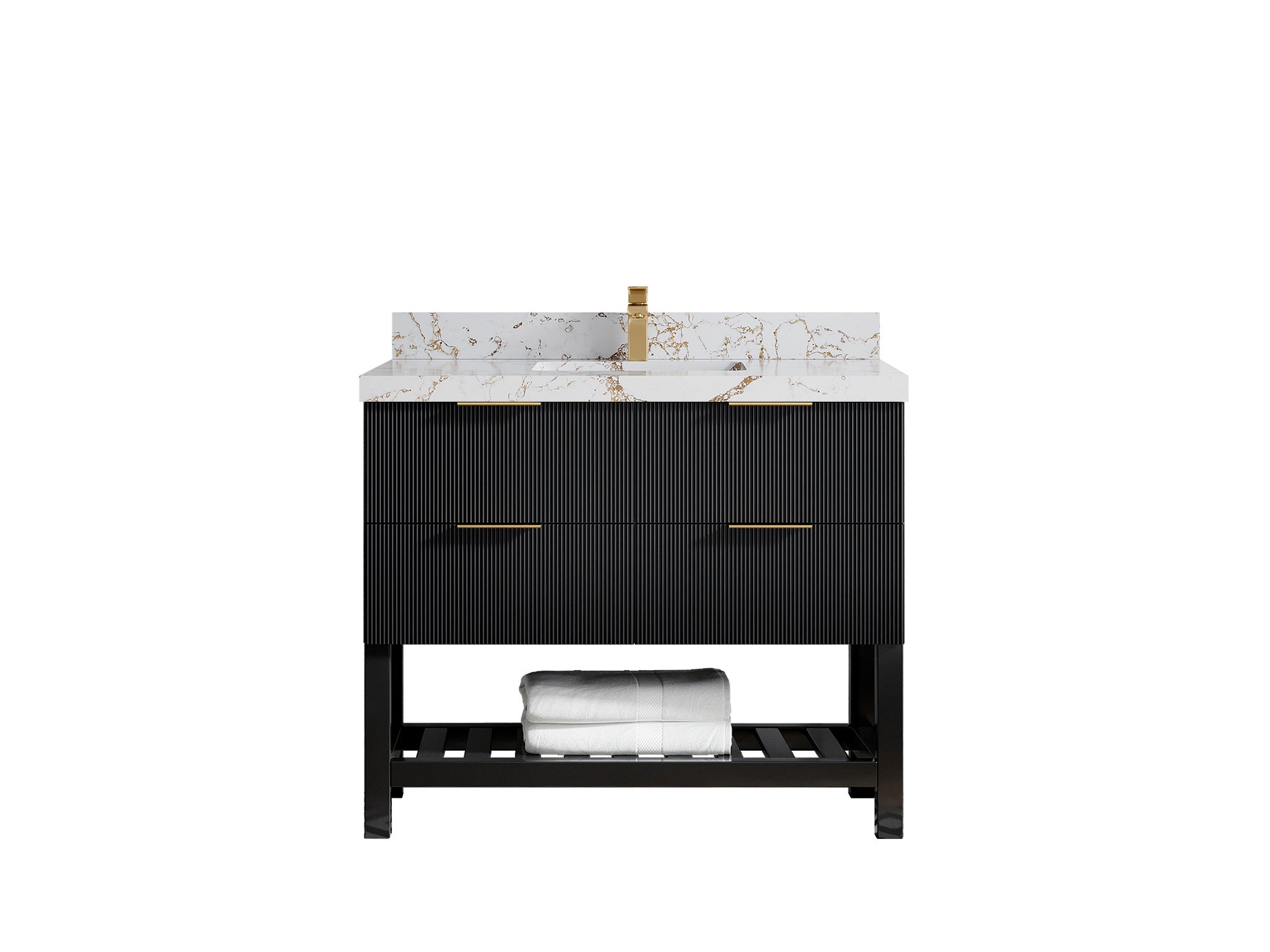 Catalina 42 in W x 22 in D Free Standing Reeded Single Sink Bathroom Vanity - Willow Bath and Vanity