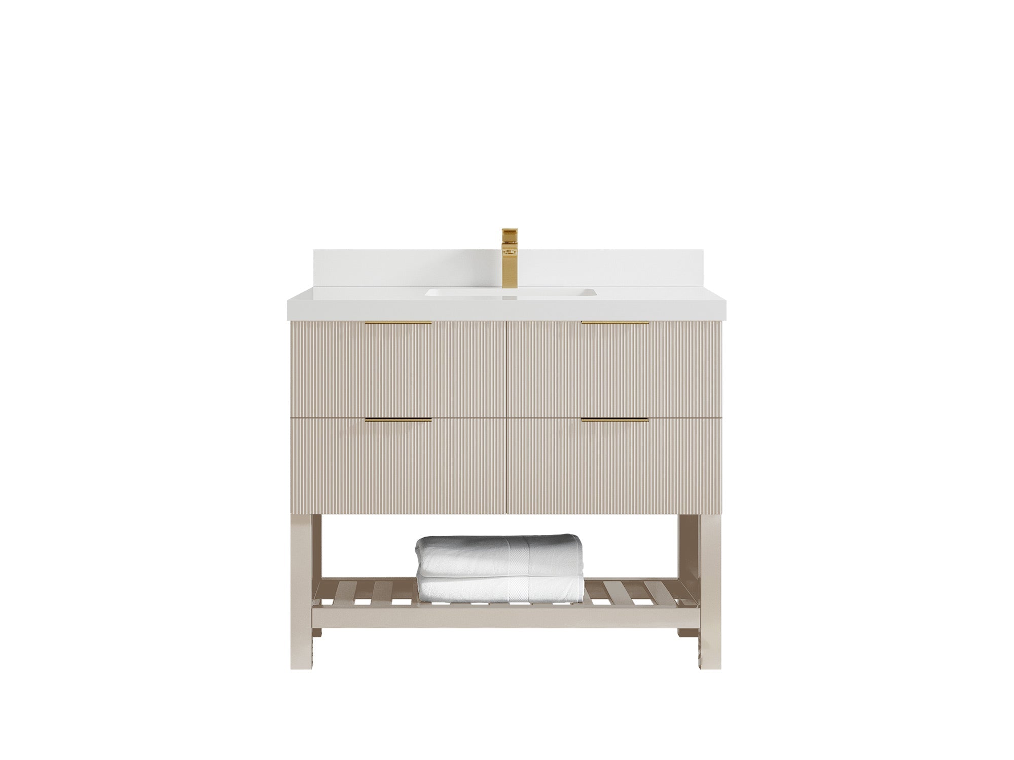 Catalina 42 in W x 22 in D Free Standing Reeded Single Sink Bathroom Vanity - Willow Bath and Vanity