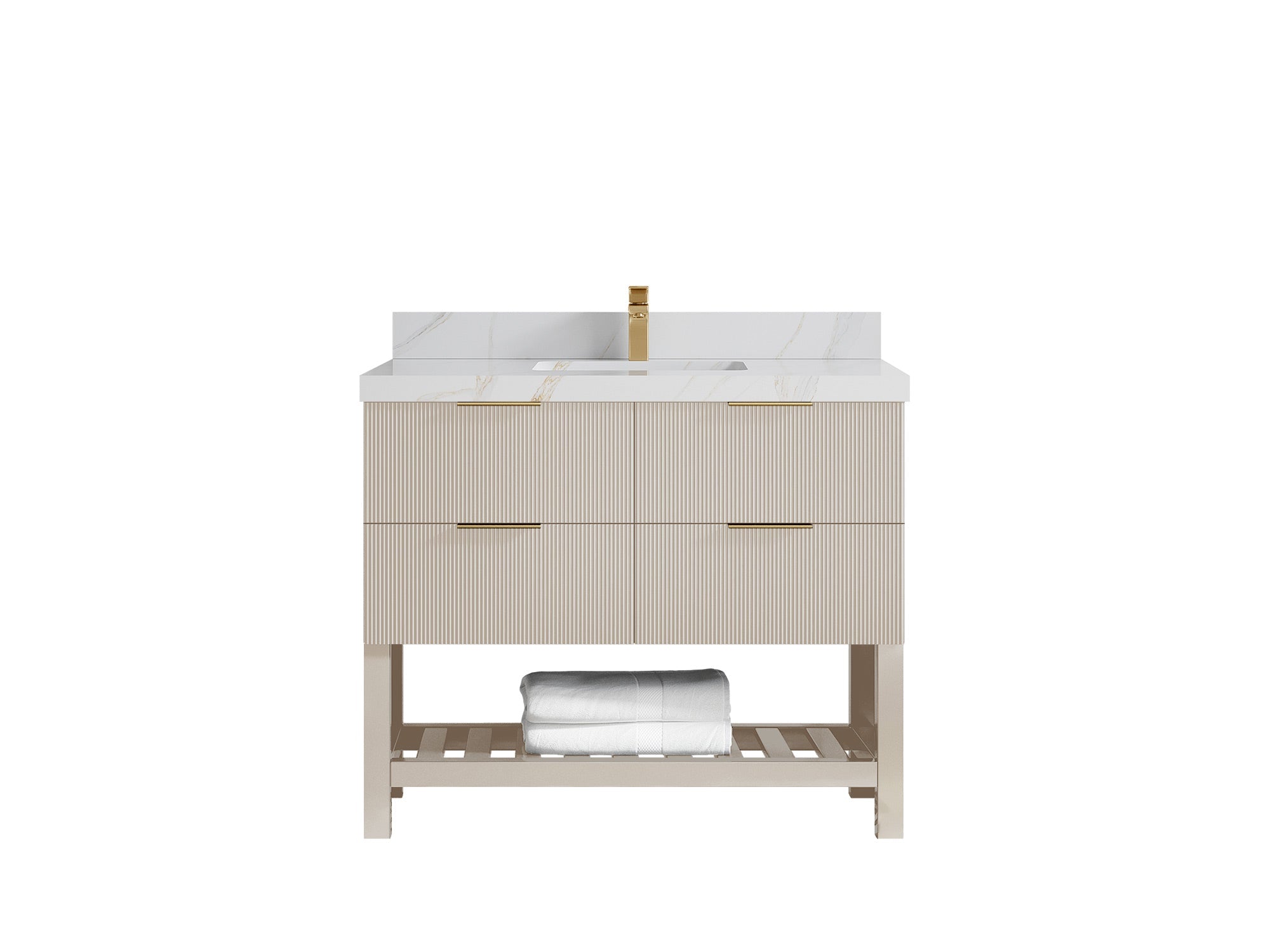 Catalina 42 in W x 22 in D Free Standing Reeded Single Sink Bathroom Vanity - Willow Bath and Vanity