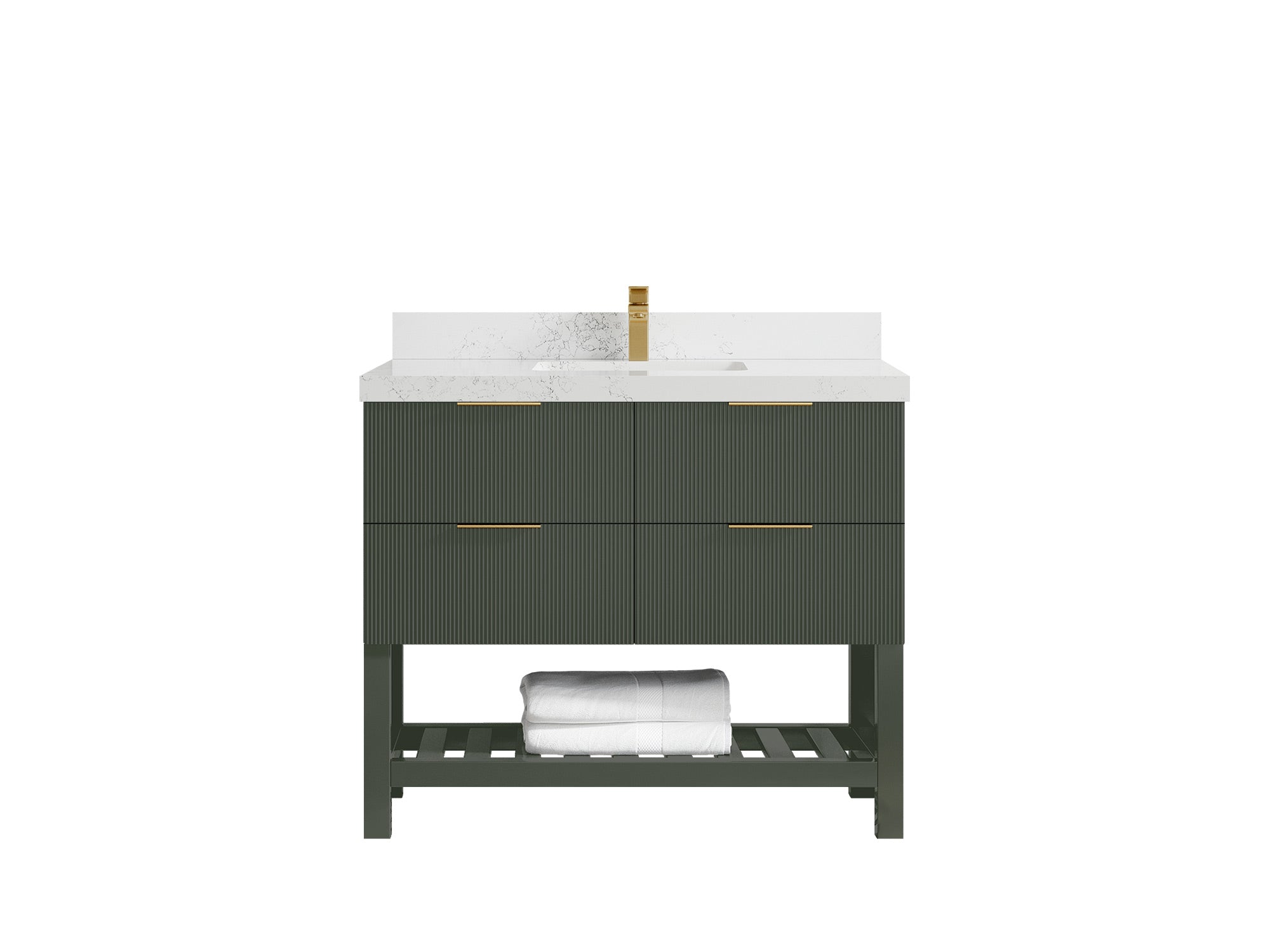 Catalina 42 in W x 22 in D Free Standing Reeded Single Sink Bathroom Vanity - Willow Bath and Vanity