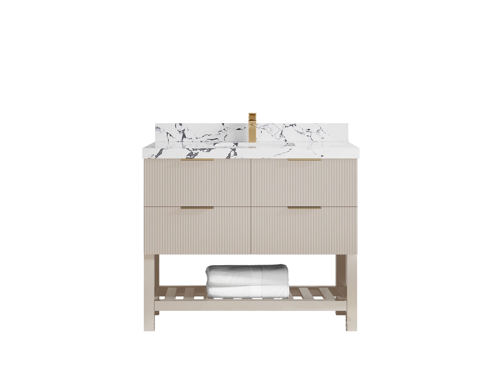 Catalina 42 in W x 22 in D Free Standing Reeded Single Sink Bathroom Vanity - Willow Bath and Vanity