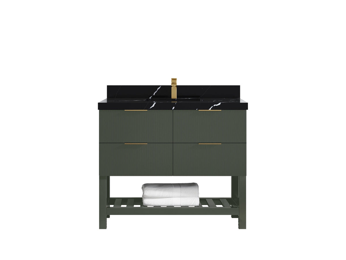 Catalina 42 in W x 22 in D Free Standing Reeded Single Sink Bathroom Vanity - Willow Bath and Vanity