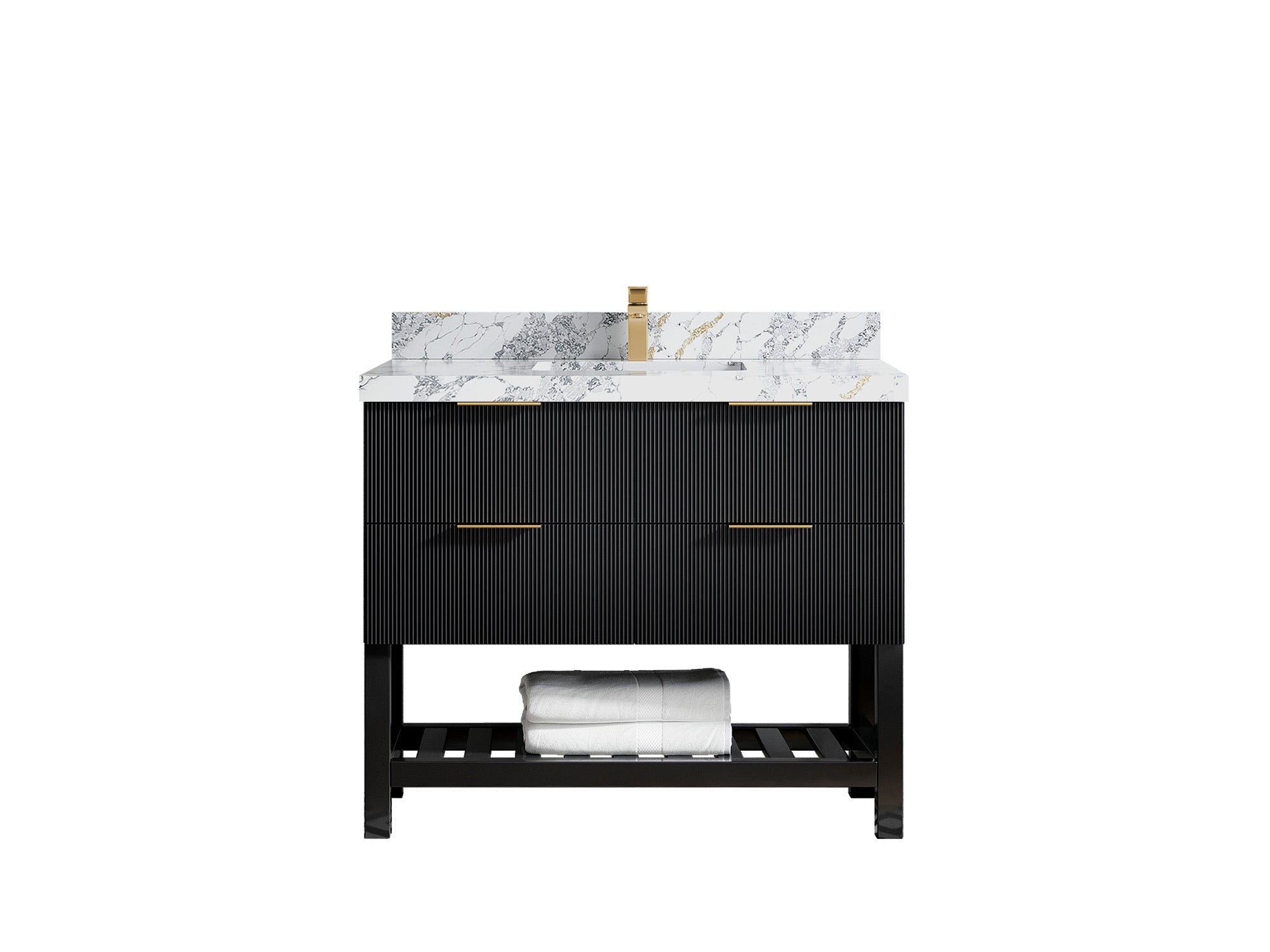 Catalina 42 in W x 22 in D Free Standing Reeded Single Sink Bathroom Vanity - Willow Bath and Vanity
