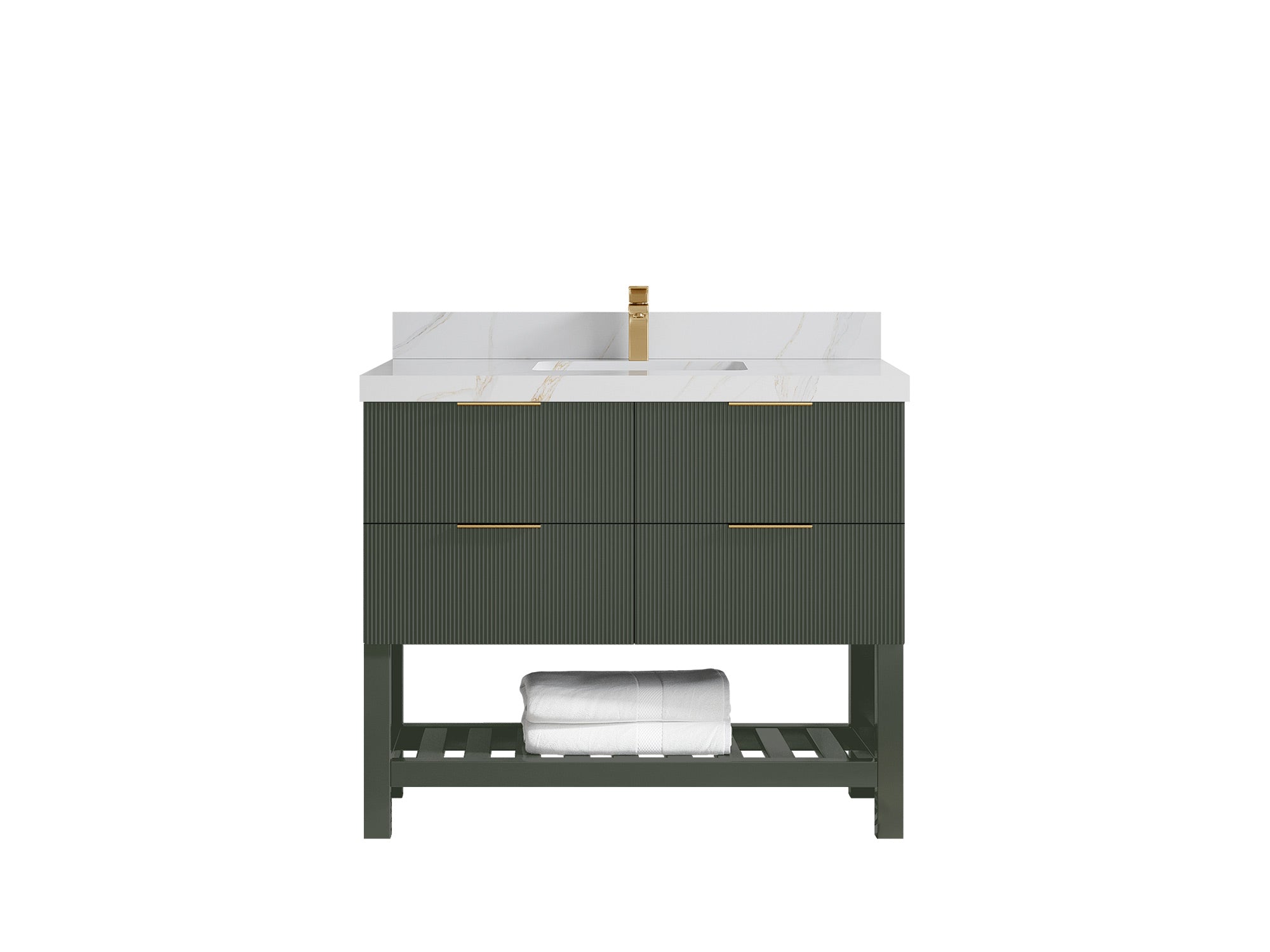 Catalina 42 in W x 22 in D Free Standing Reeded Single Sink Bathroom Vanity - Willow Bath and Vanity