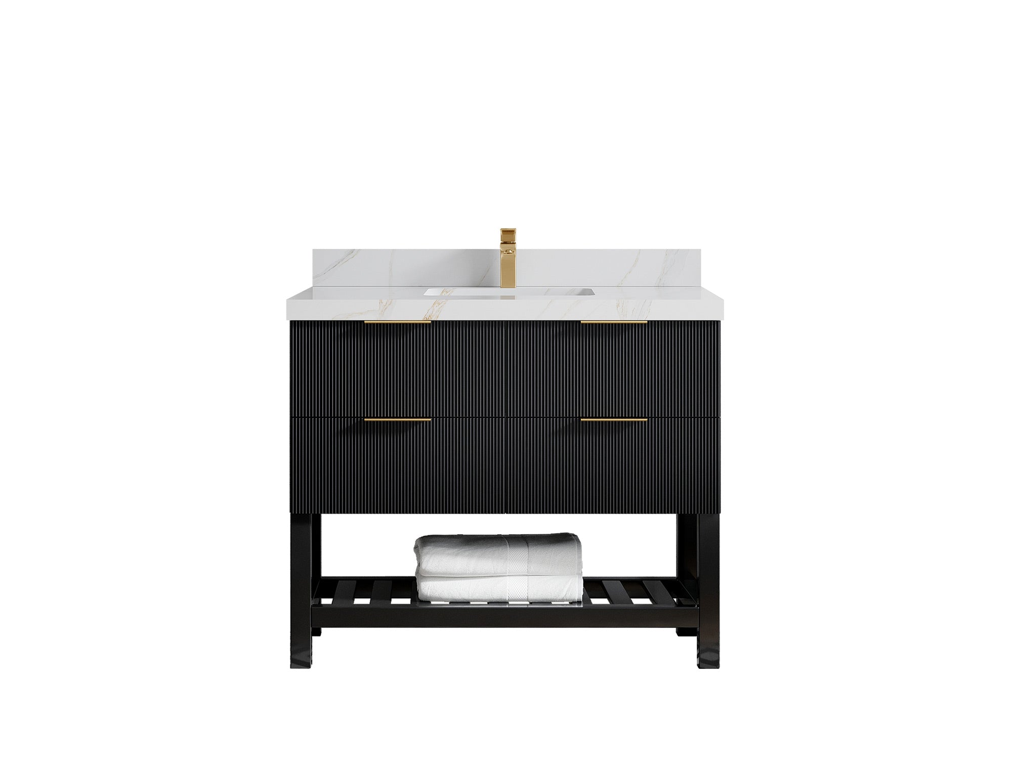 Catalina 42 in W x 22 in D Free Standing Reeded Single Sink Bathroom Vanity - Willow Bath and Vanity