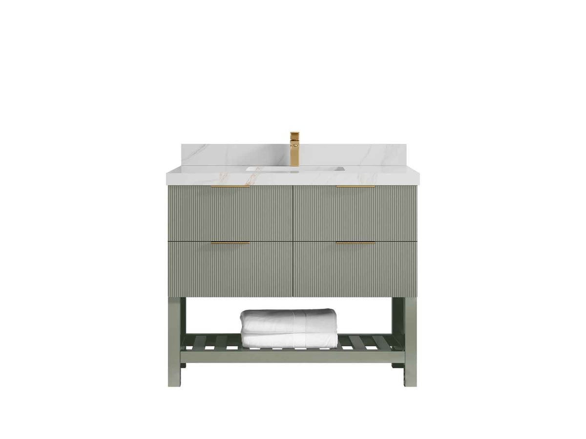 Catalina 42 in W x 22 in D Free Standing Reeded Single Sink Bathroom Vanity - Willow Bath and Vanity