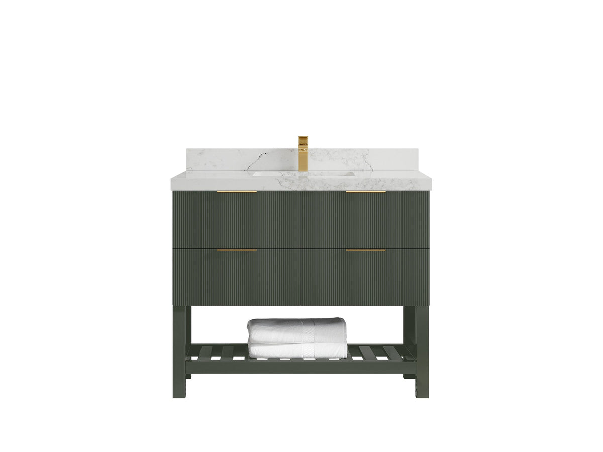 Catalina 42 in W x 22 in D Free Standing Reeded Single Sink Bathroom Vanity - Willow Bath and Vanity