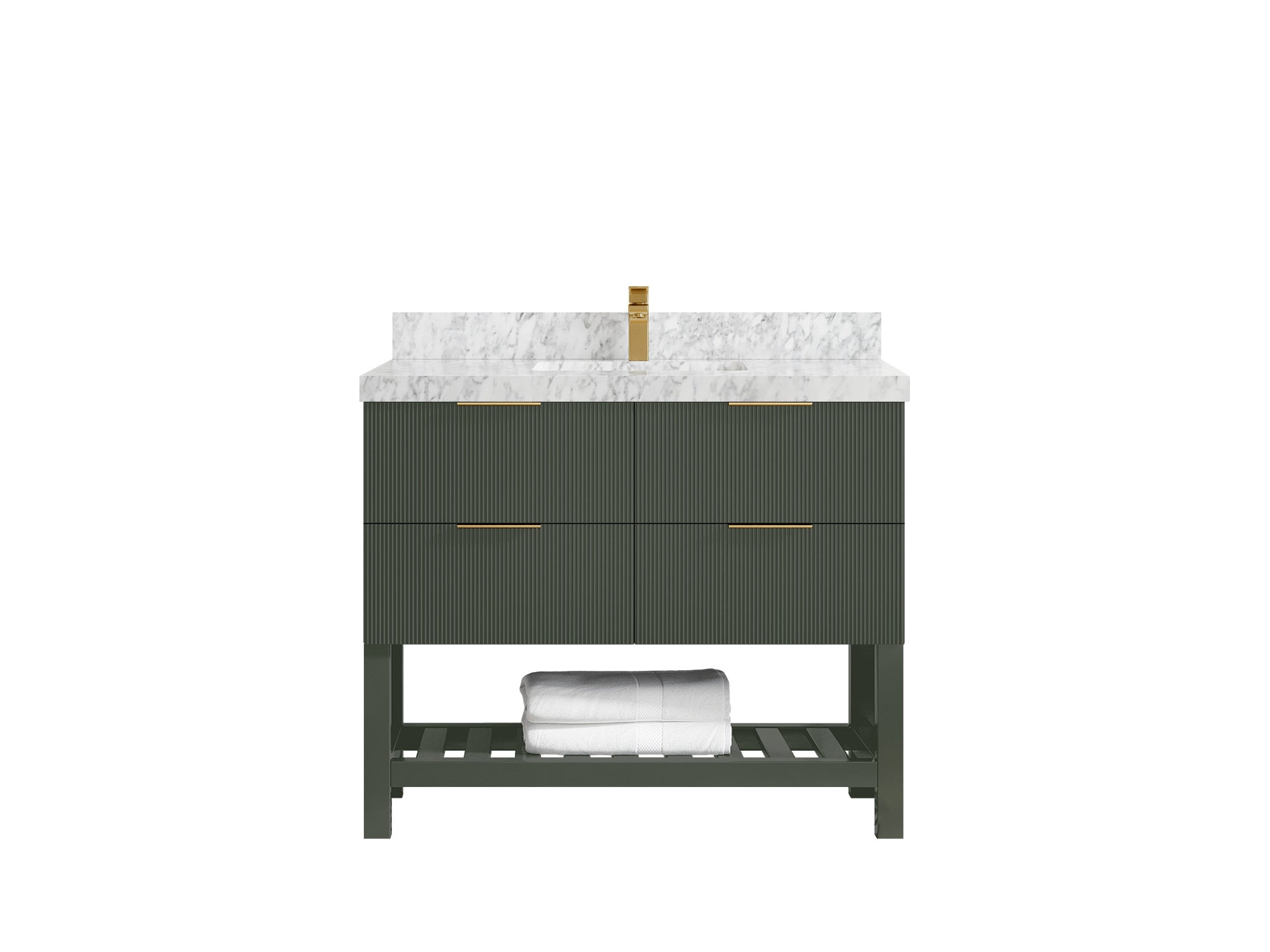 Catalina 42 in W x 22 in D Free Standing Reeded Single Sink Bathroom Vanity - Willow Bath and Vanity