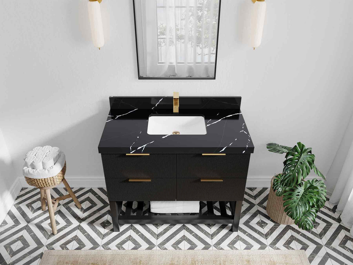 Catalina 42 in W x 22 in D Free Standing Reeded Single Sink Bathroom Vanity - Willow Bath and Vanity