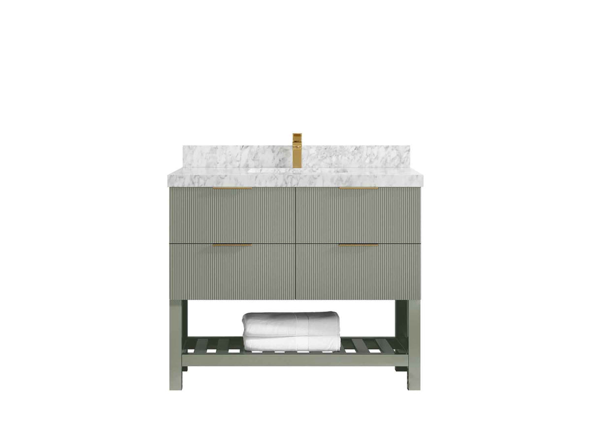 Catalina 42 in W x 22 in D Free Standing Reeded Single Sink Bathroom Vanity - Willow Bath and Vanity