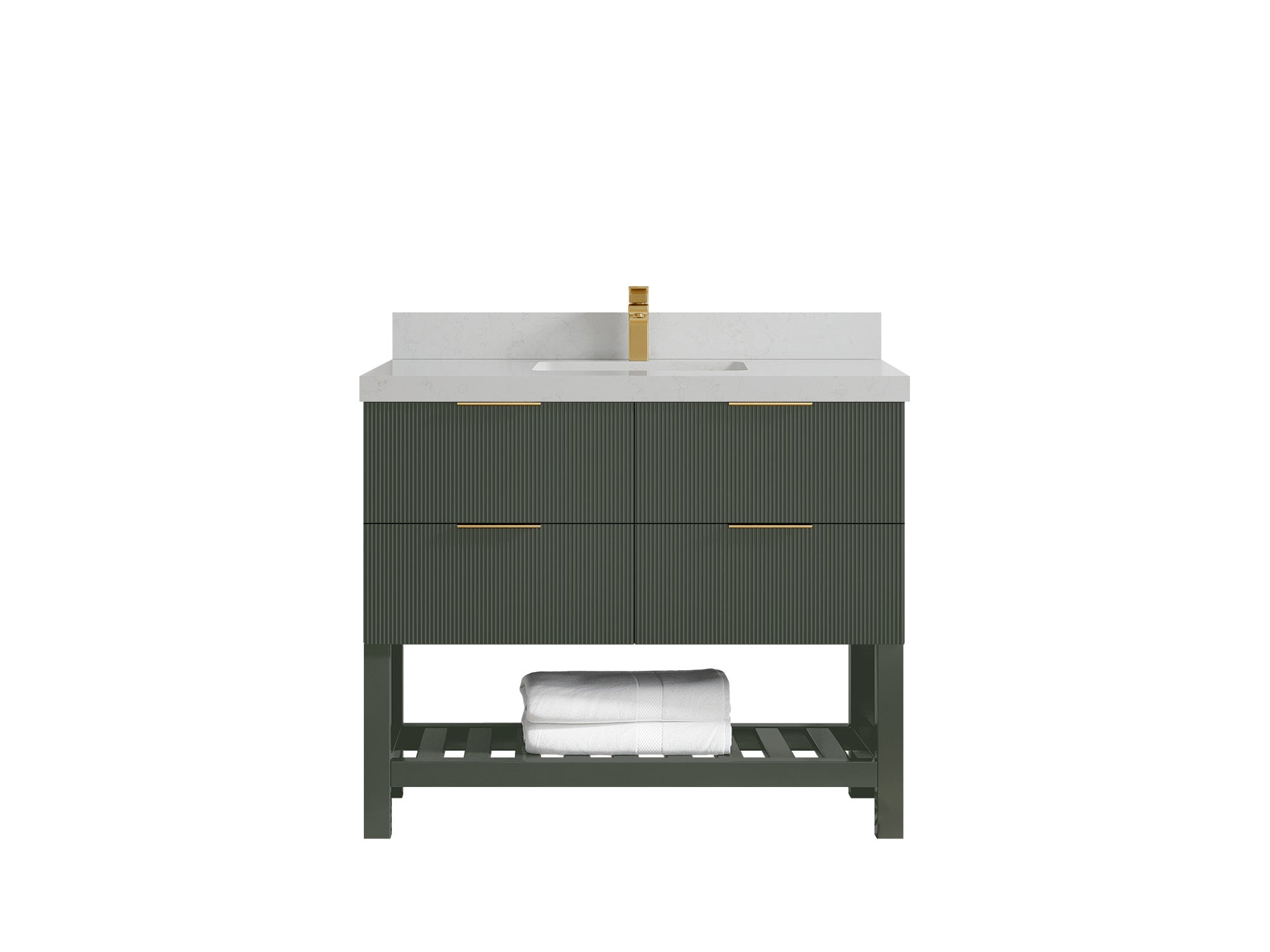 Catalina 42 in W x 22 in D Free Standing Reeded Single Sink Bathroom Vanity - Willow Bath and Vanity