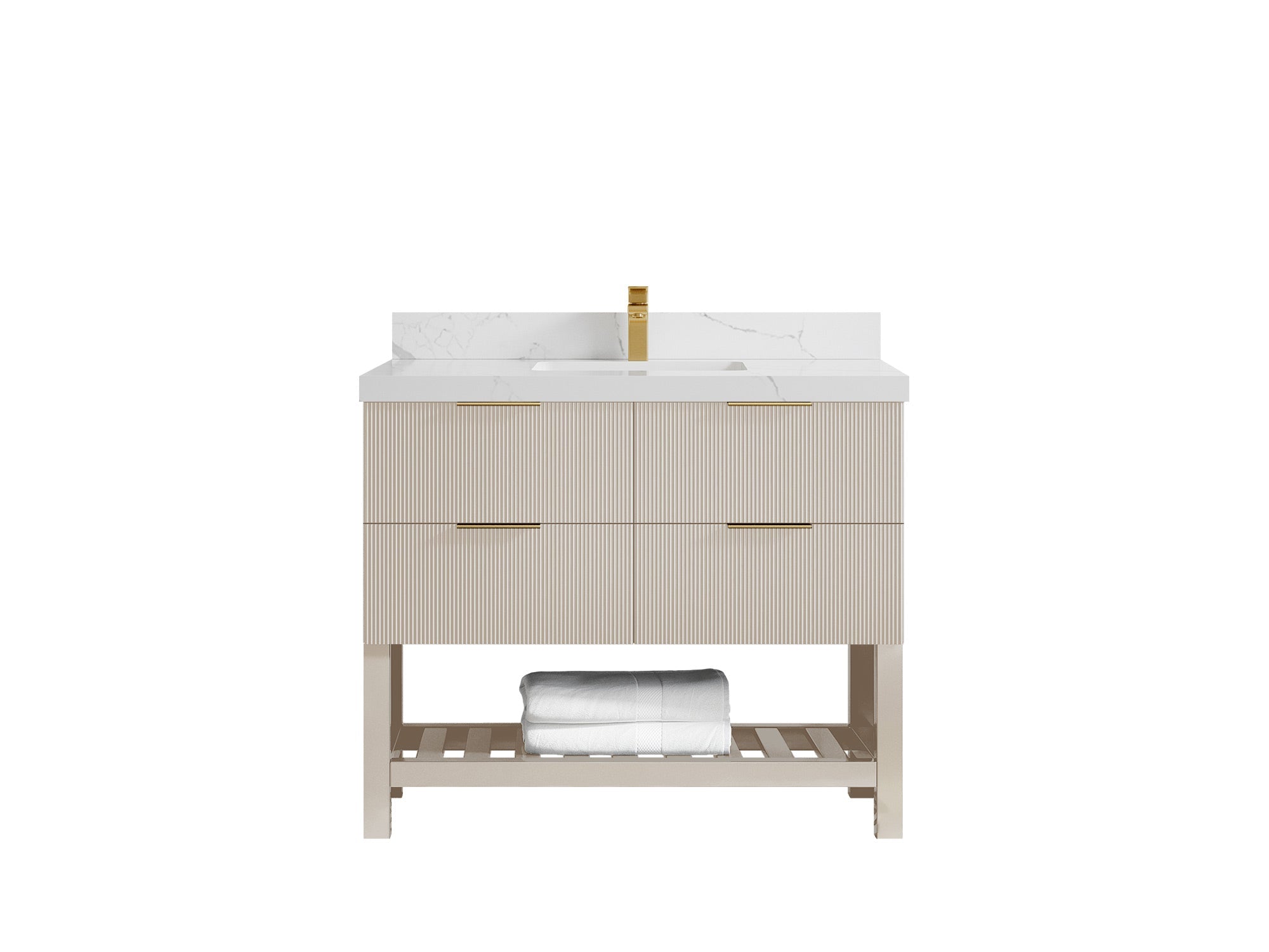 Catalina 42 in W x 22 in D Free Standing Reeded Single Sink Bathroom Vanity - Willow Bath and Vanity