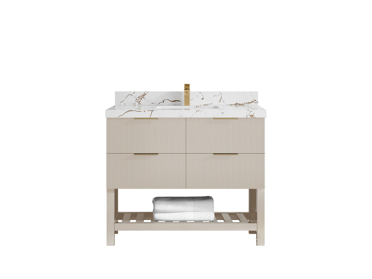 Catalina 42 in W x 22 in D Free Standing Reeded Single Sink Bathroom Vanity - Willow Bath and Vanity