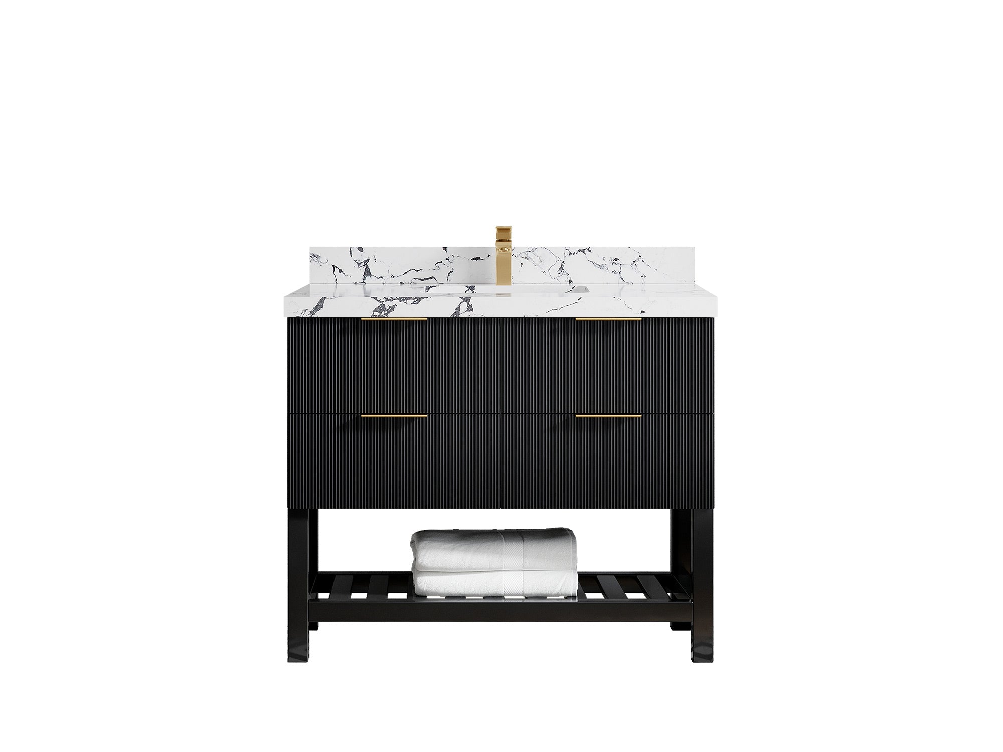 Catalina 42 in W x 22 in D Free Standing Reeded Single Sink Bathroom Vanity - Willow Bath and Vanity