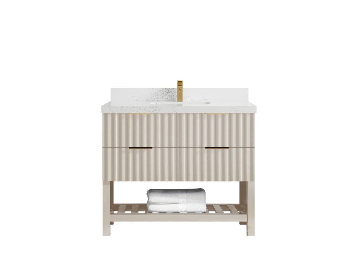 Catalina 42 in W x 22 in D Free Standing Reeded Single Sink Bathroom Vanity - Willow Bath and Vanity