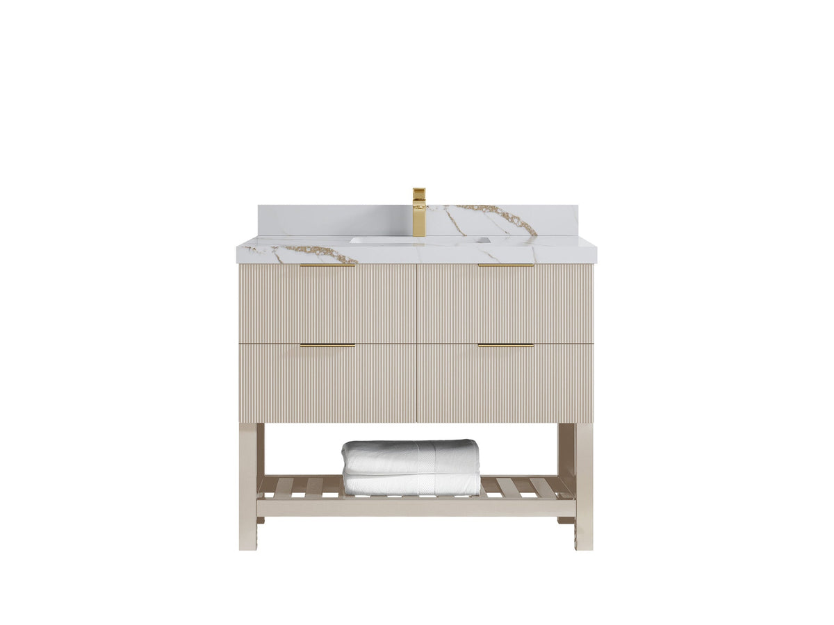 Catalina 42 in W x 22 in D Free Standing Reeded Single Sink Bathroom Vanity - Willow Bath and Vanity