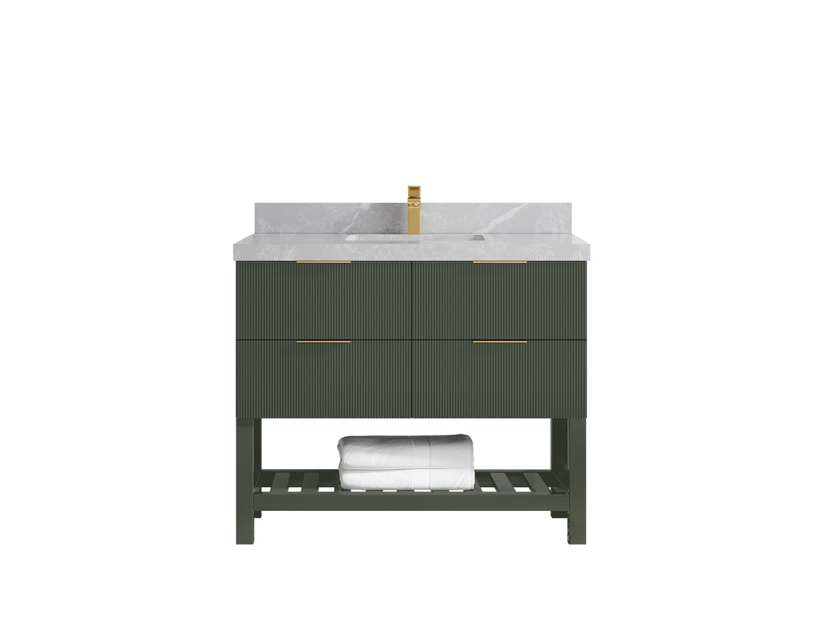 Catalina 42 in W x 22 in D Free Standing Reeded Single Sink Bathroom Vanity - Willow Bath and Vanity