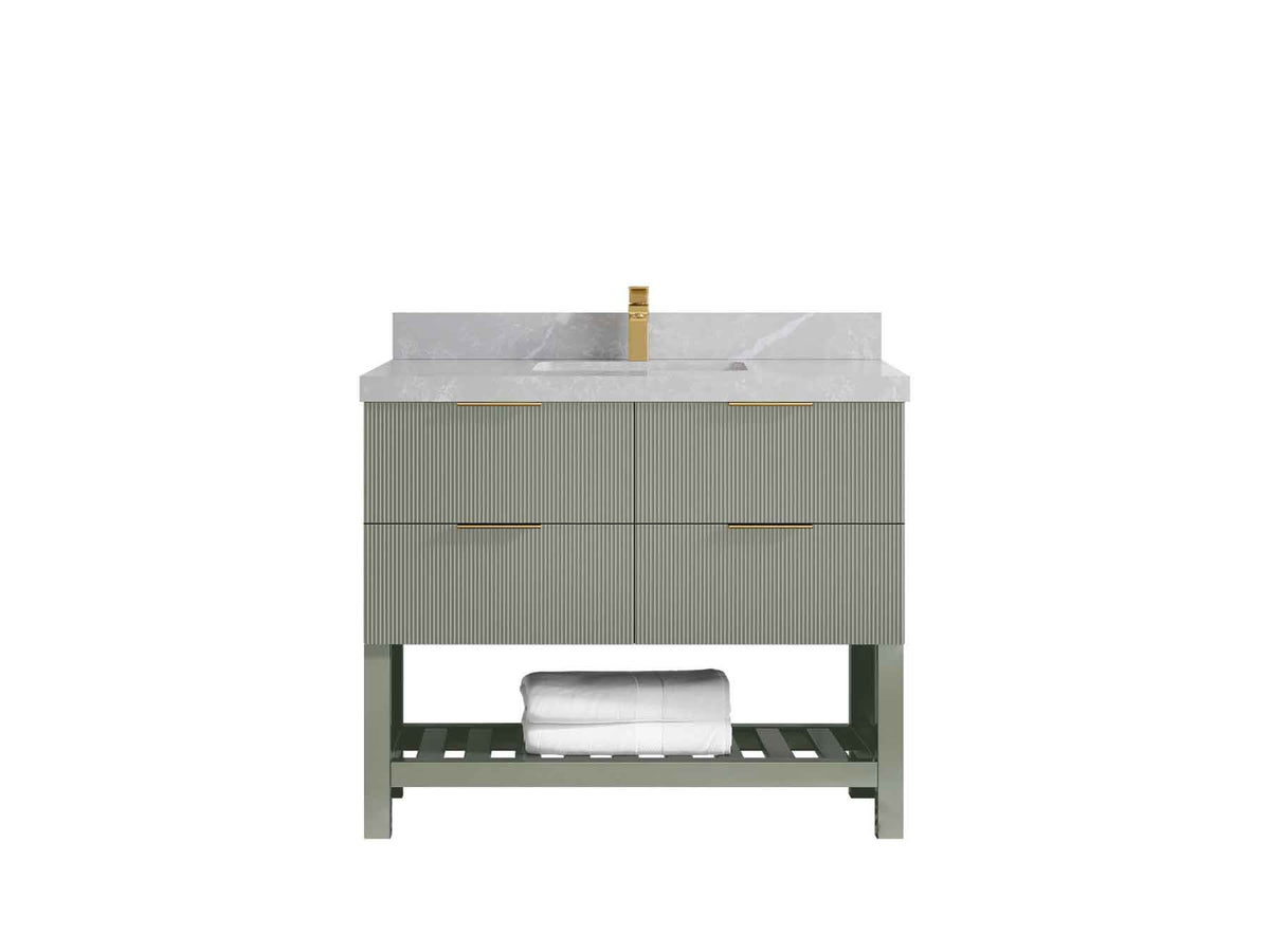 Catalina 42 in W x 22 in D Free Standing Reeded Single Sink Bathroom Vanity - Willow Bath and Vanity