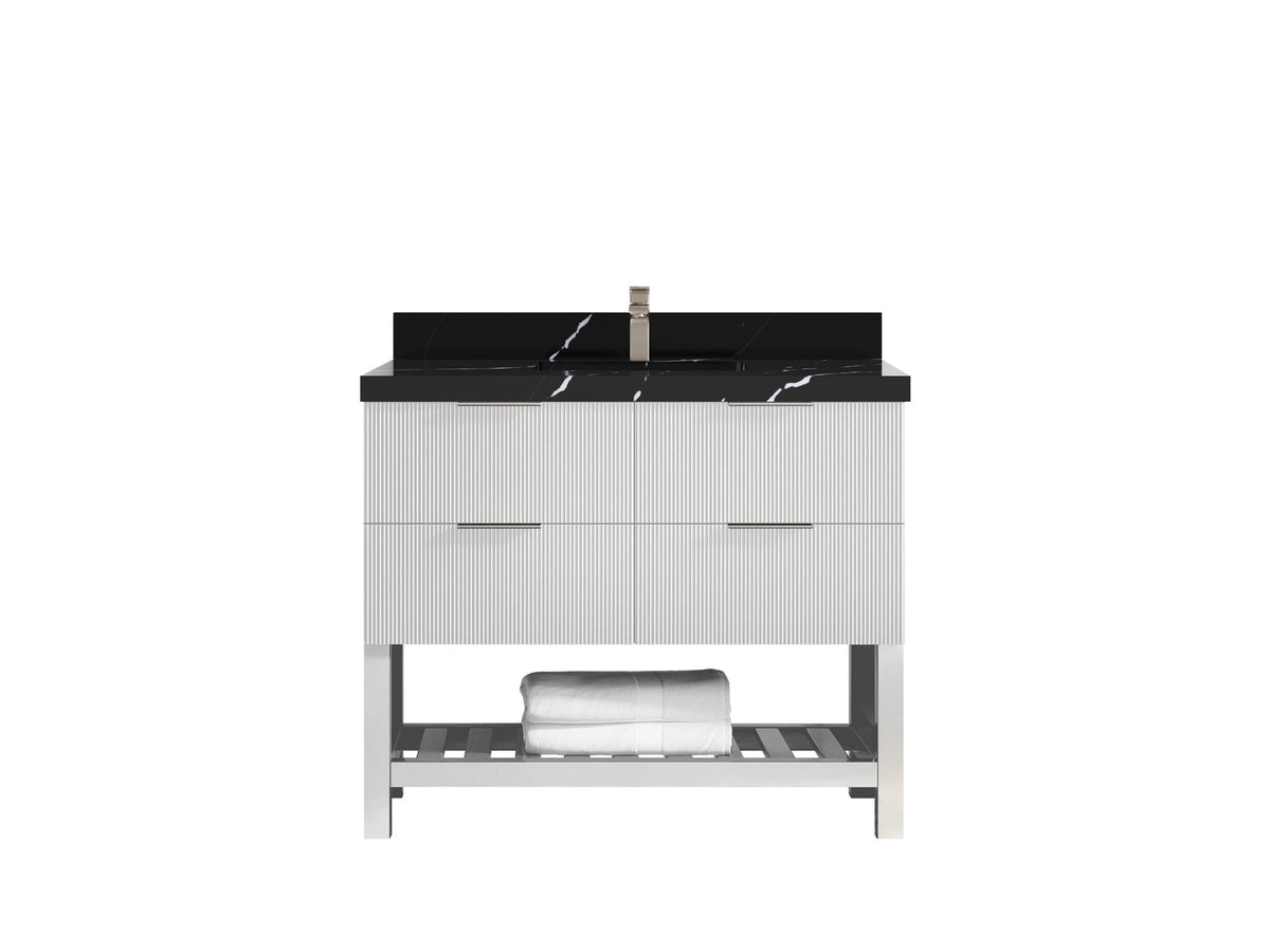 Catalina 42 in W x 22 in D Free Standing Reeded Single Sink Bathroom Vanity - Willow Bath and Vanity