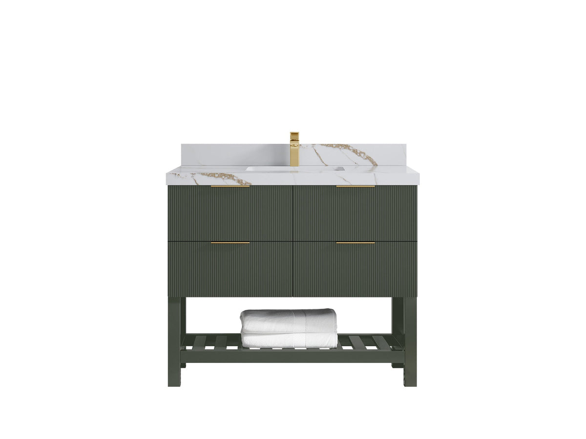 Catalina 42 in W x 22 in D Free Standing Reeded Single Sink Bathroom Vanity - Willow Bath and Vanity