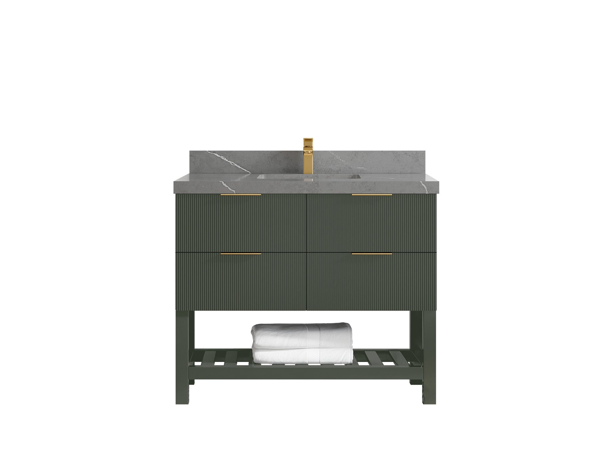 Catalina 42 in W x 22 in D Free Standing Reeded Single Sink Bathroom Vanity - Willow Bath and Vanity