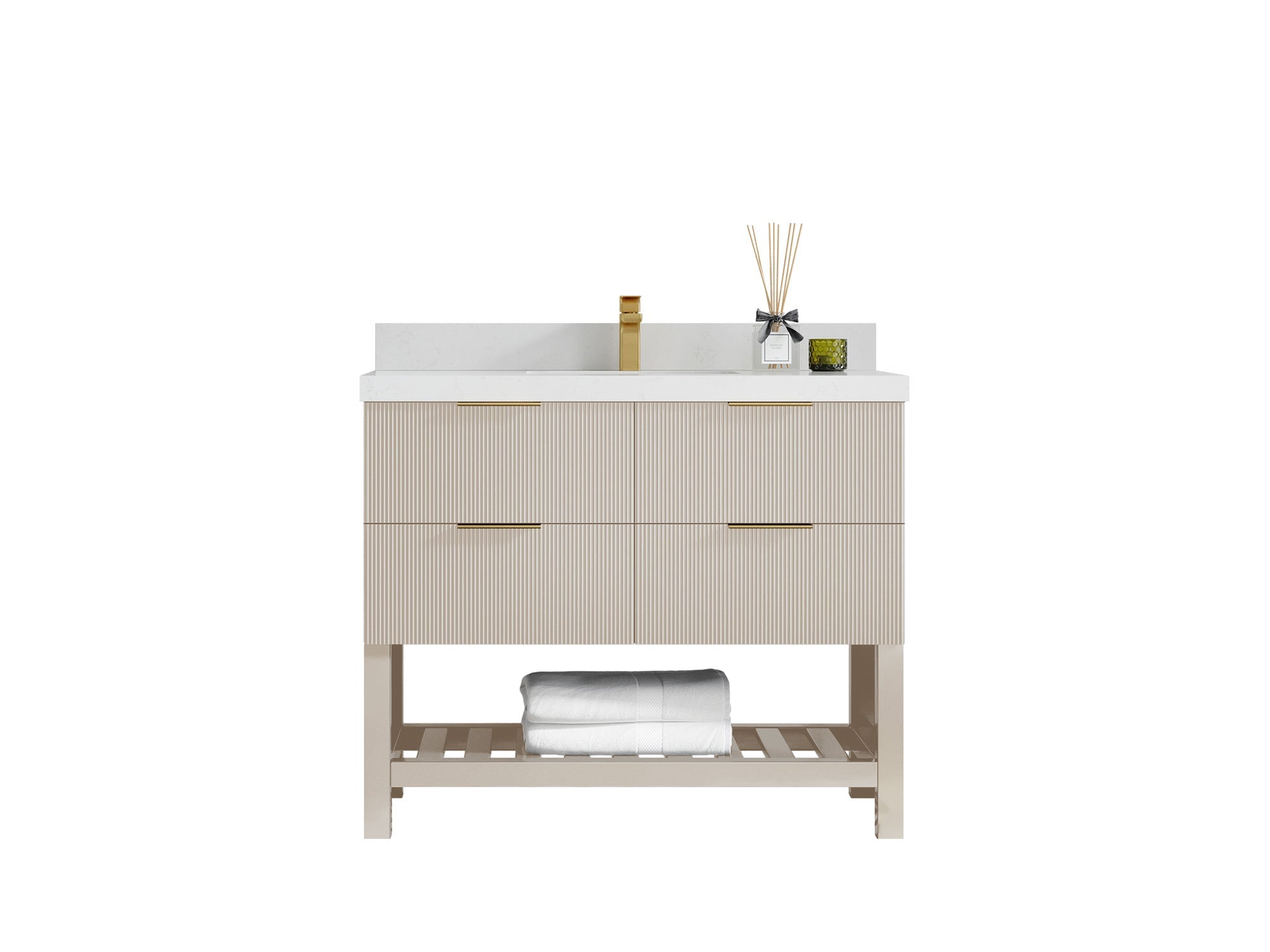 Catalina 42 in W x 22 in D Free Standing Reeded Single Sink Bathroom Vanity - Willow Bath and Vanity