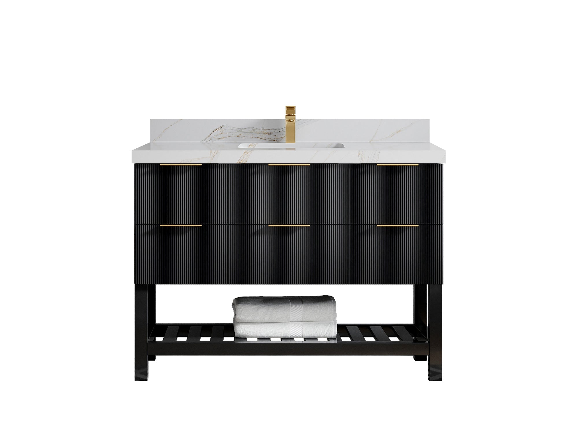 Catalina 48 in W x 22 in D Free Standing Reeded Single Sink Bathroom Vanity - Willow Bath and Vanity