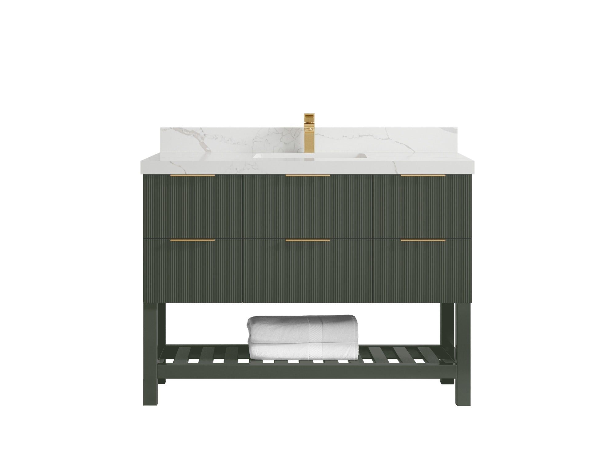 Catalina 48 in W x 22 in D Free Standing Reeded Single Sink Bathroom Vanity - Willow Bath and Vanity