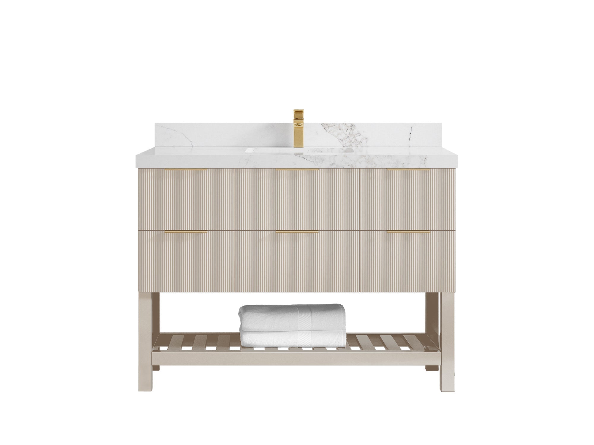 Catalina 48 in W x 22 in D Free Standing Reeded Single Sink Bathroom Vanity - Willow Bath and Vanity