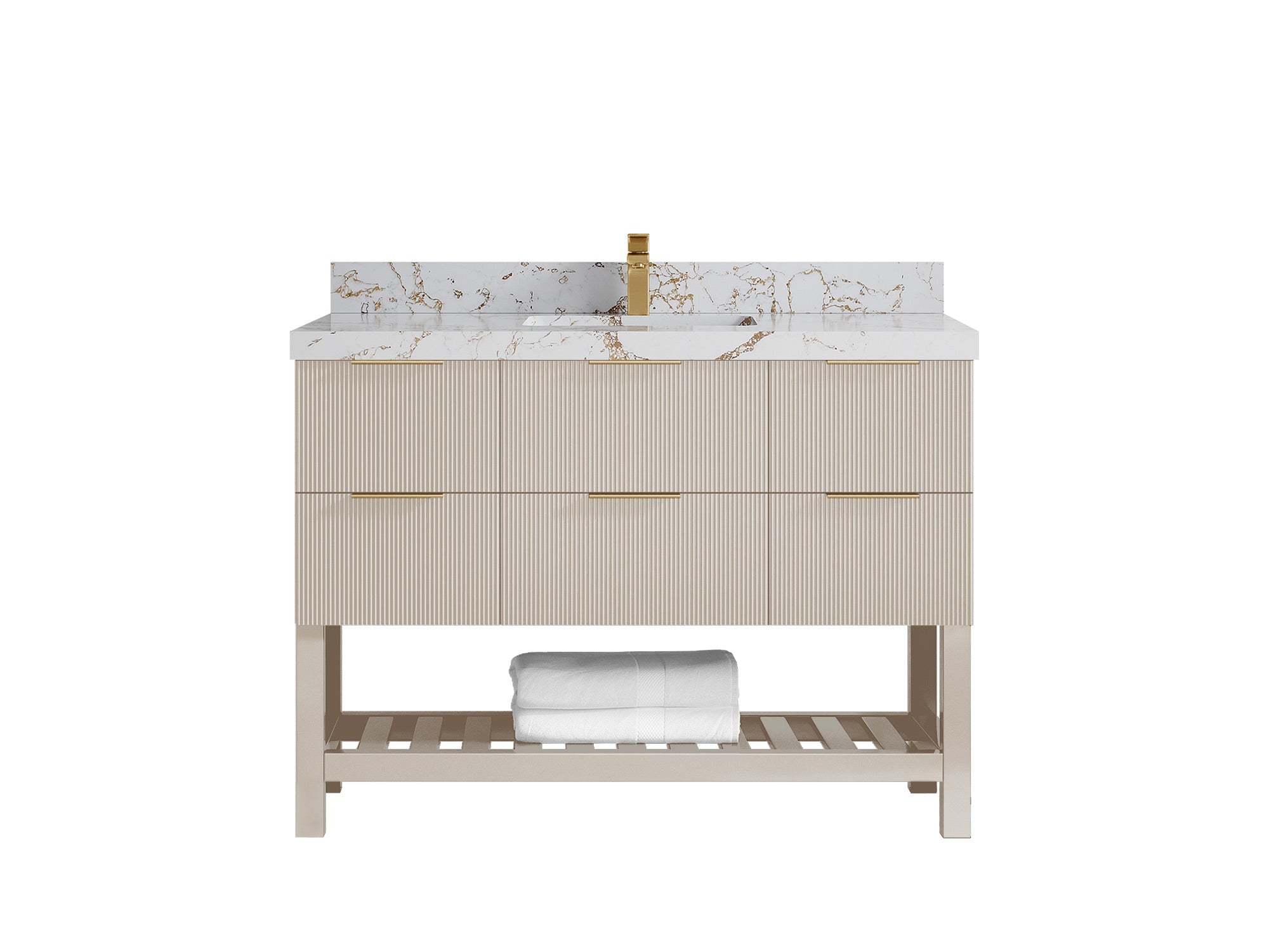 Catalina 48 in W x 22 in D Free Standing Reeded Single Sink Bathroom Vanity - Willow Bath and Vanity