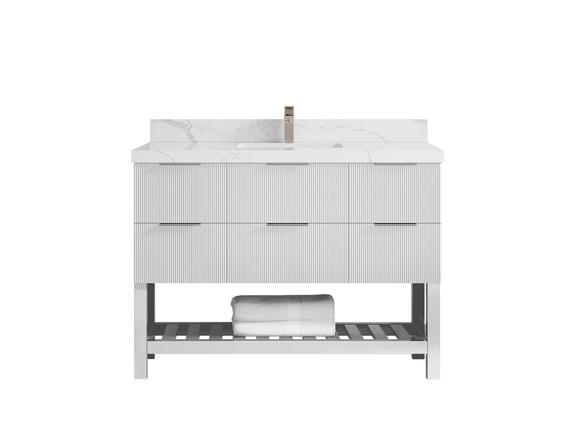 Catalina 48 in W x 22 in D Free Standing Reeded Single Sink Bathroom Vanity - Willow Bath and Vanity