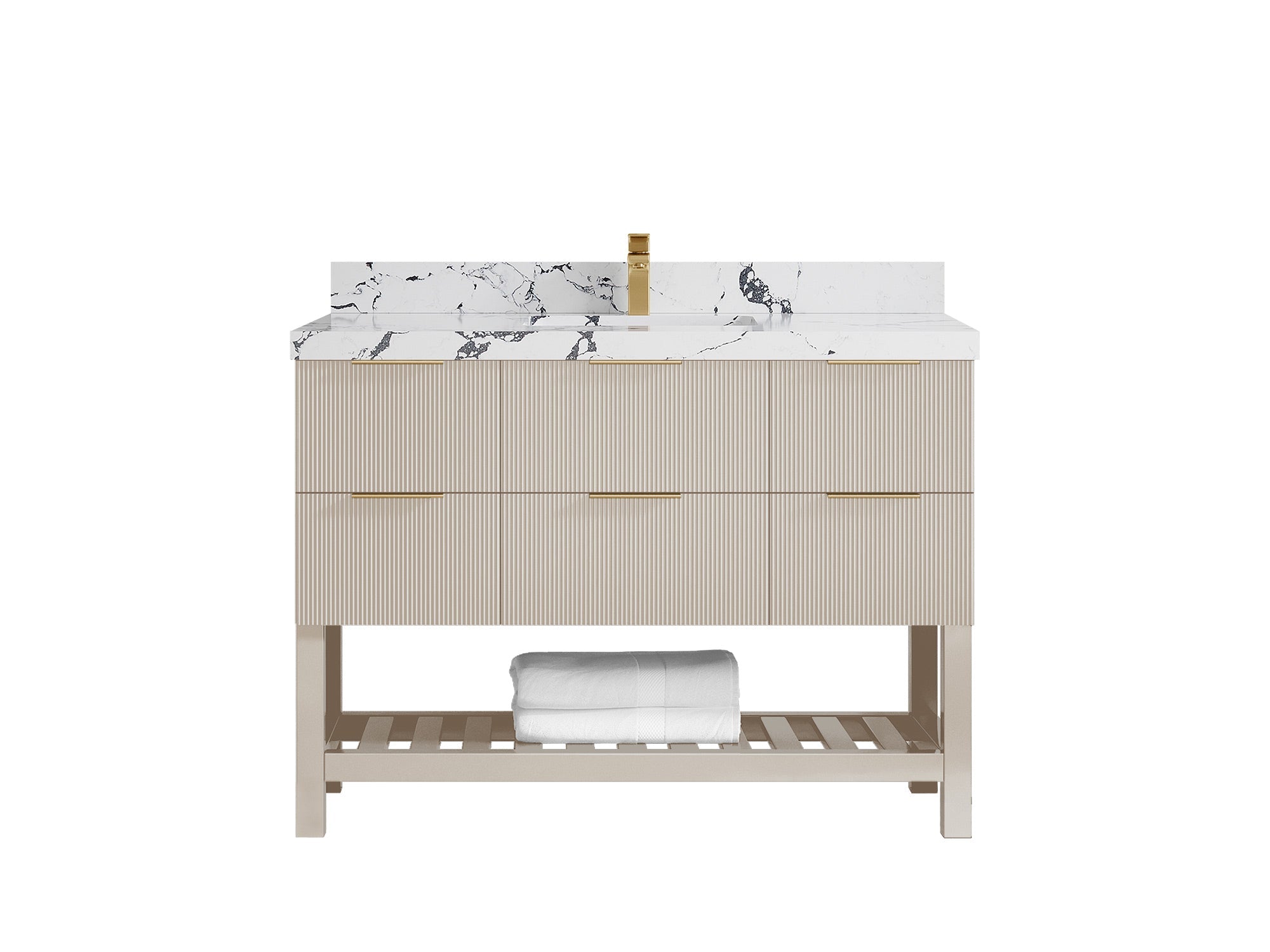 Catalina 48 in W x 22 in D Free Standing Reeded Single Sink Bathroom Vanity - Willow Bath and Vanity