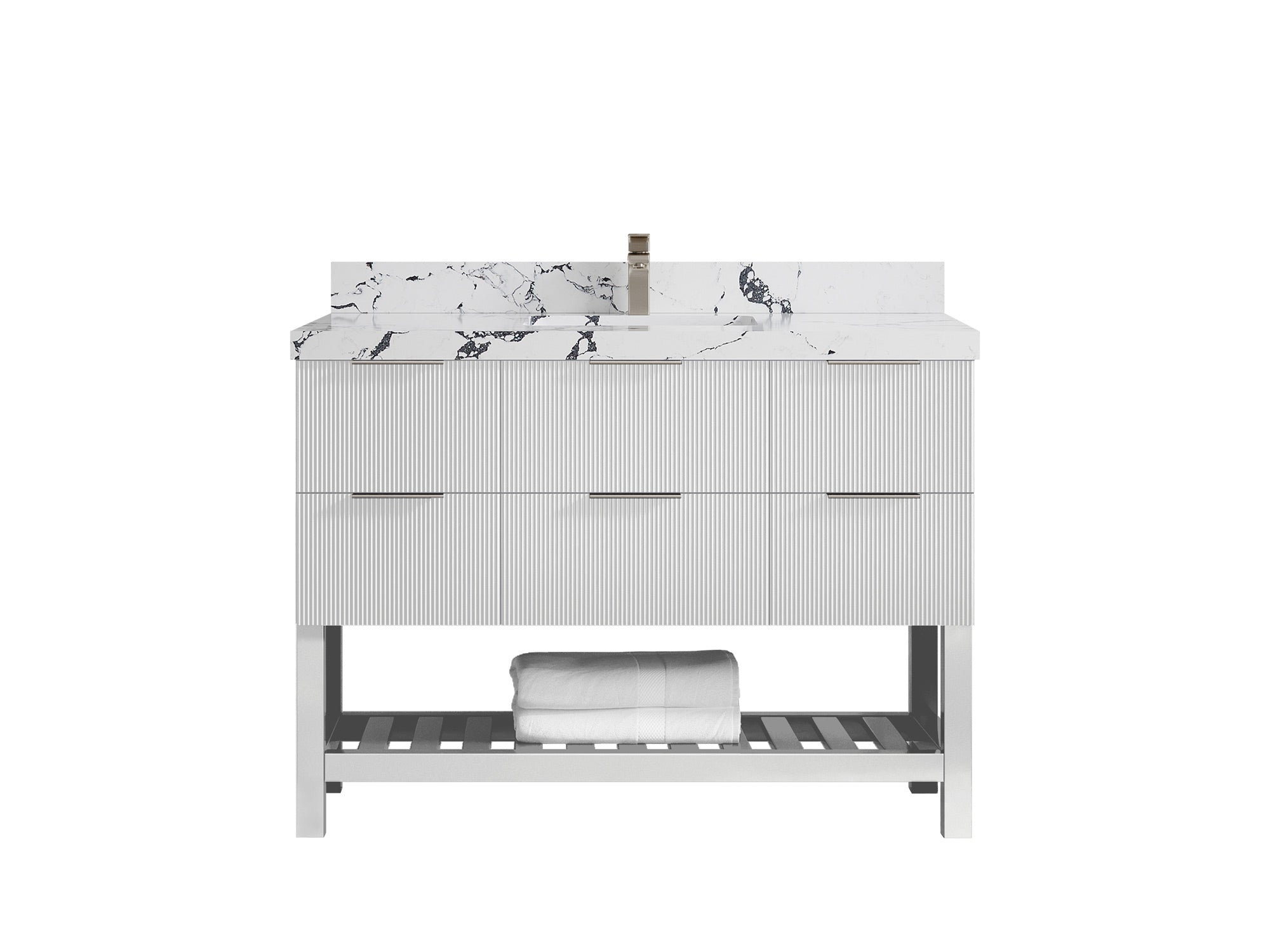 Catalina 48 in W x 22 in D Free Standing Reeded Single Sink Bathroom Vanity - Willow Bath and Vanity